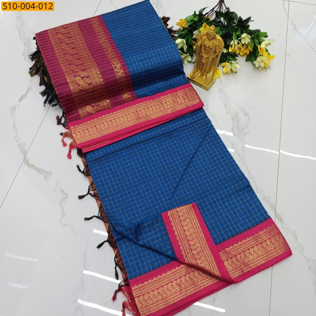 Blue Fancy Kalyani Cotton Checks Sarees