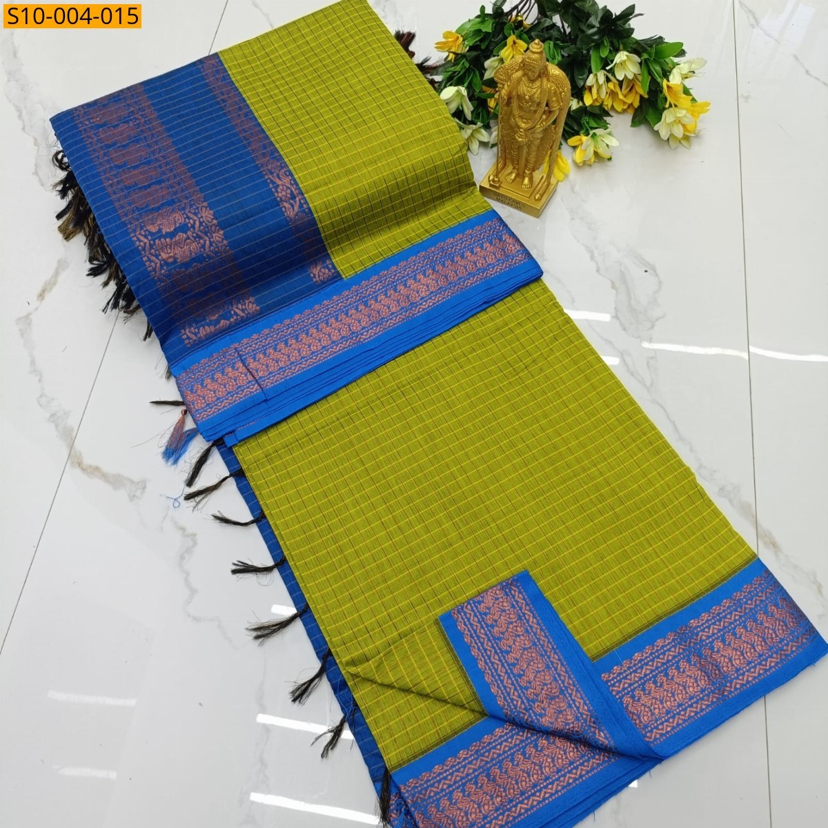 Green Fancy Kalyani Cotton Checks Sarees