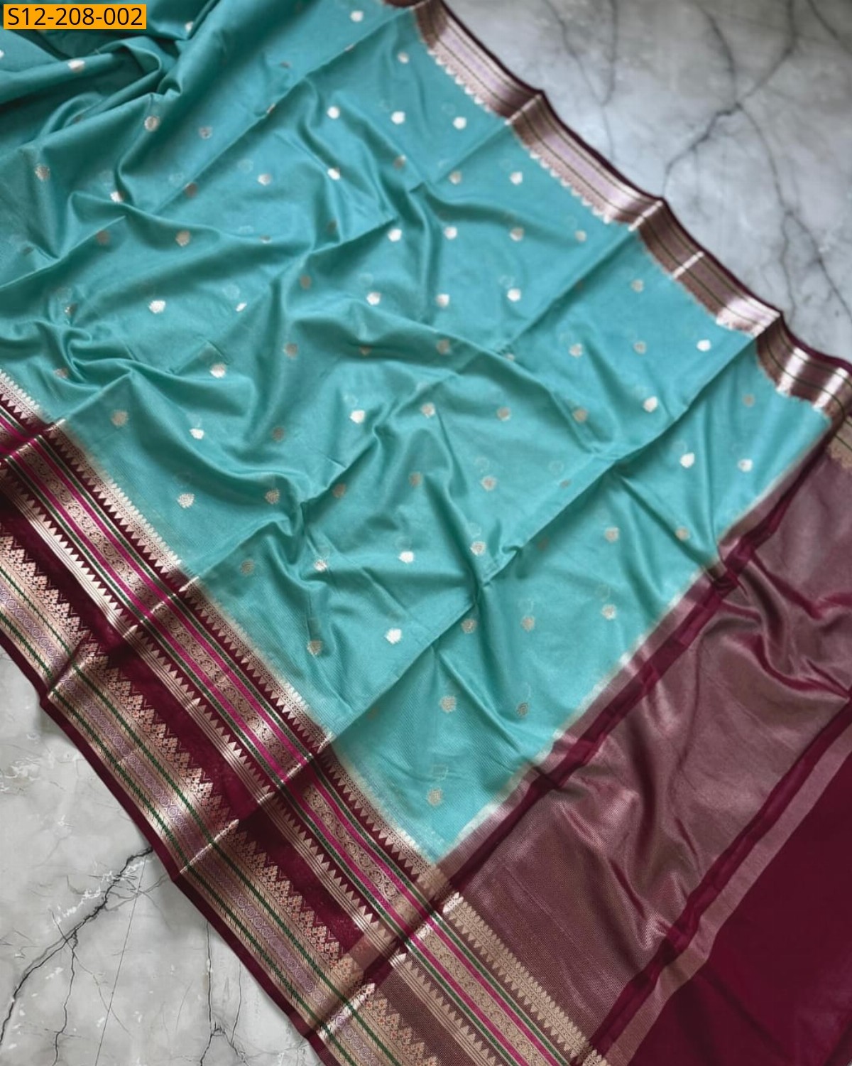 Rama Green Banarasi semi georgette silk saree