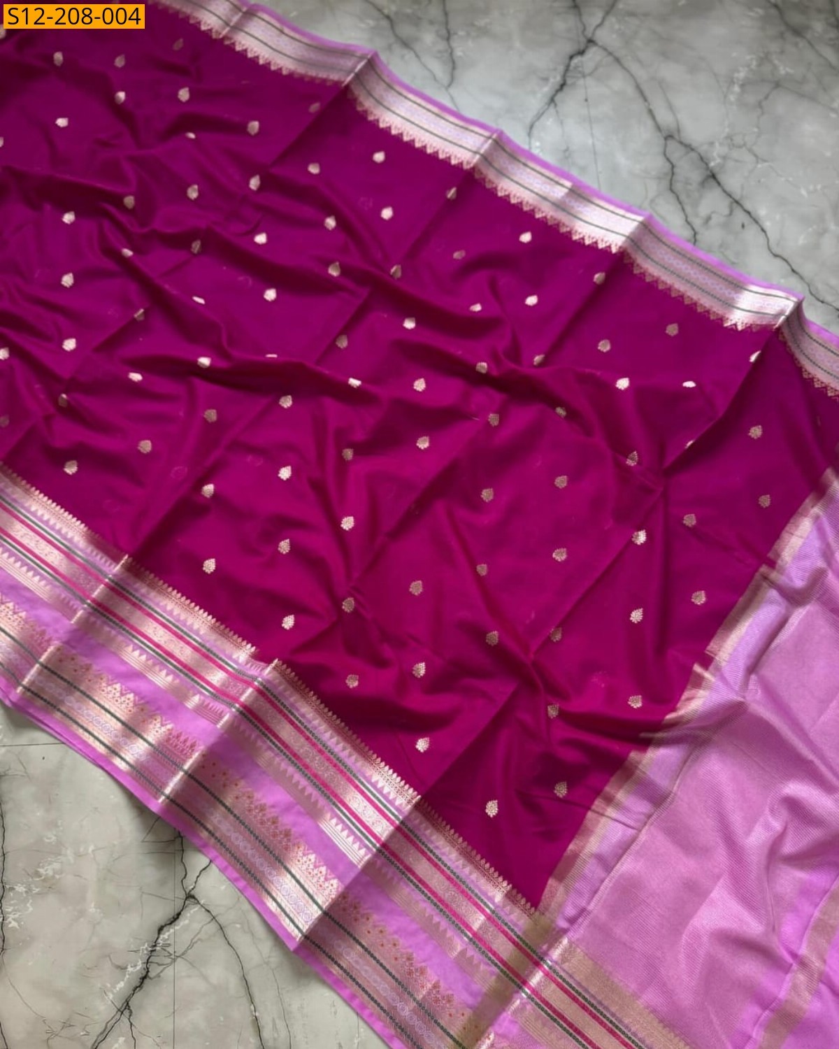 Megenta Banarasi semi georgette silk saree