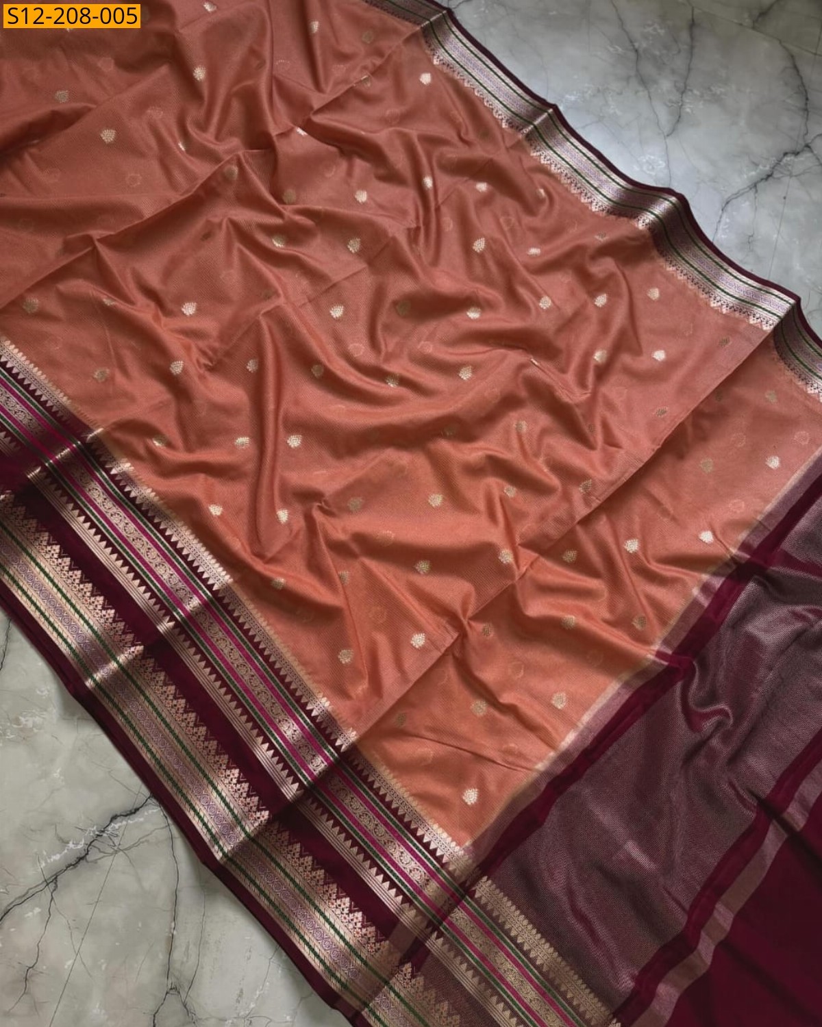 Brown Banarasi semi georgette silk saree