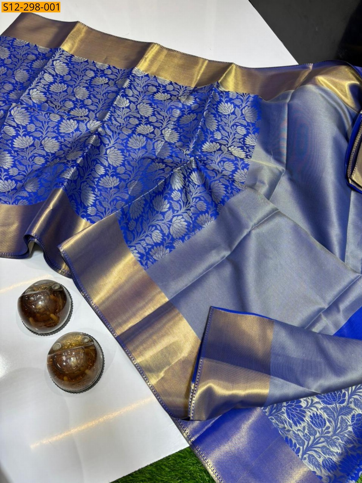 Blue Banarasi  Semi Kataan Soft Silk Saree
