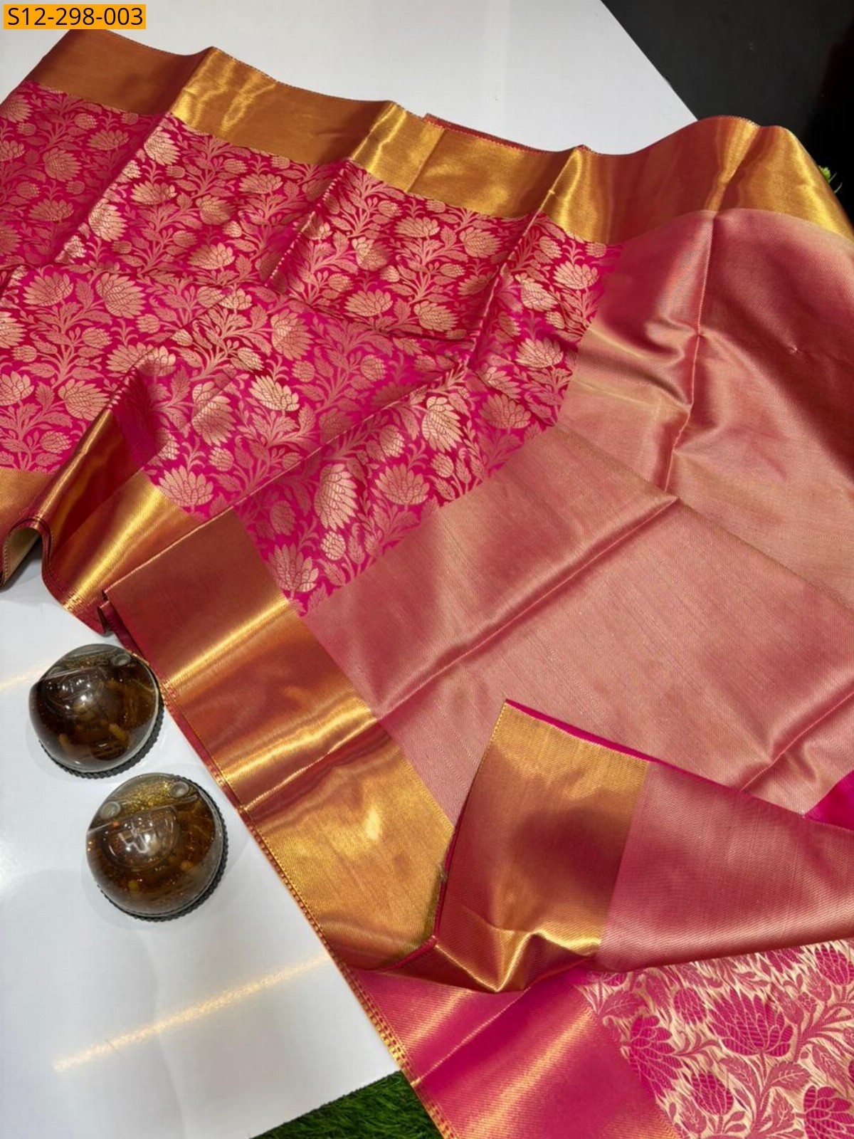 Pink Banarasi  Semi Kataan Soft Silk Saree