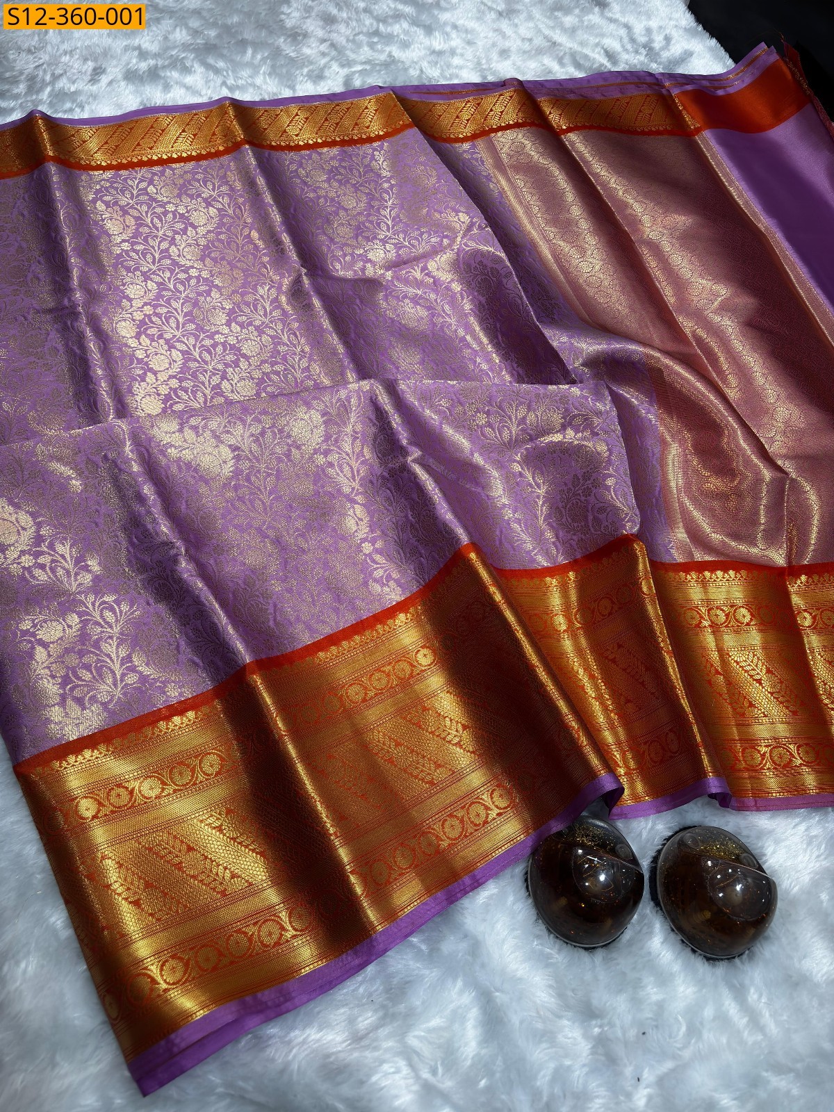 Lavender Banarsi semi kataan soft silk Saree