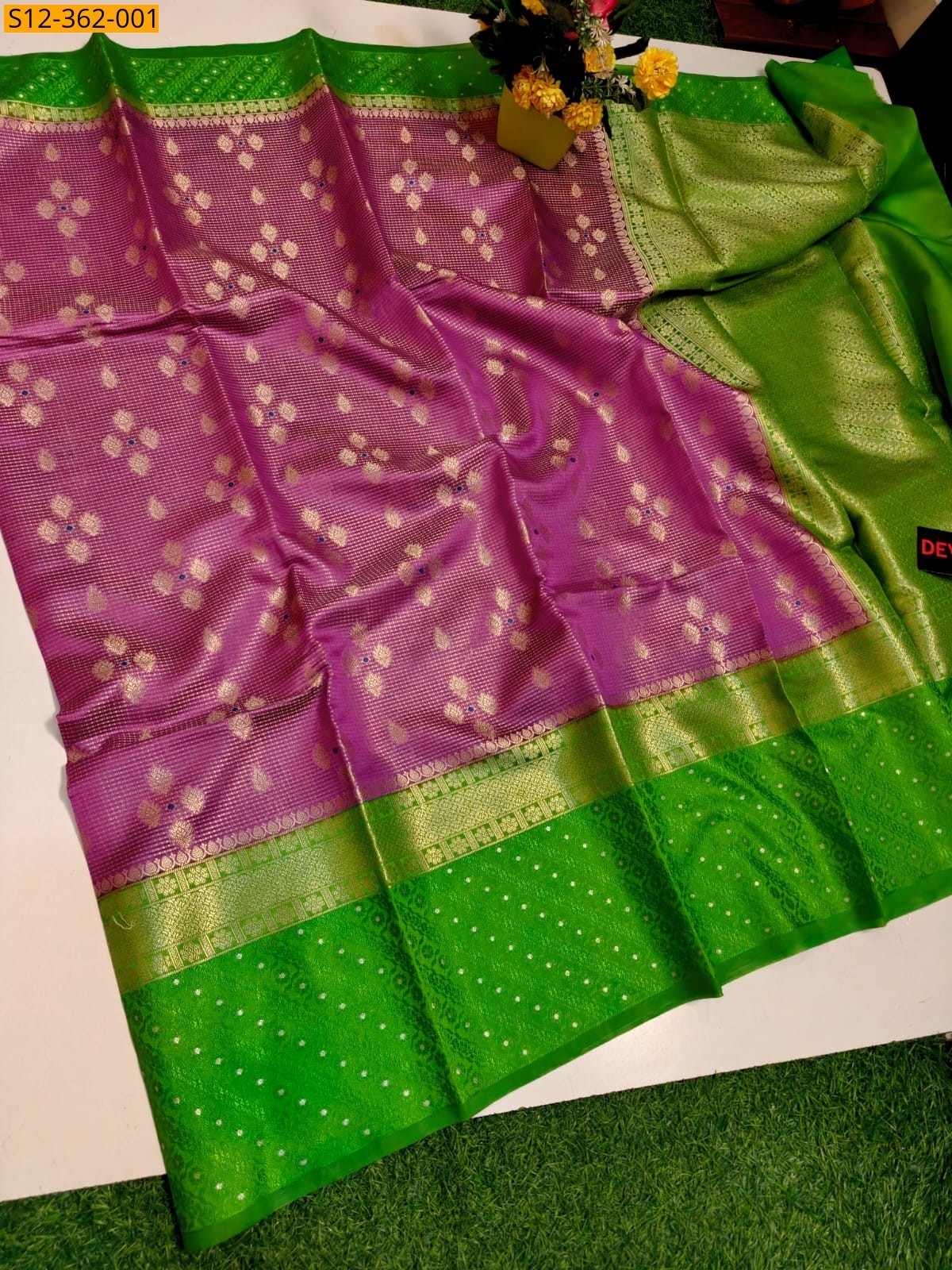 Pink Banarsi daibal kataan soft silk Saree