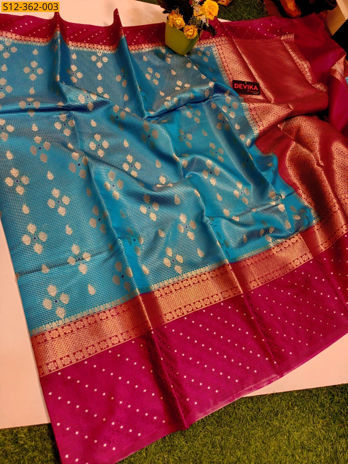 Blue Banarsi daibal kataan soft silk Saree