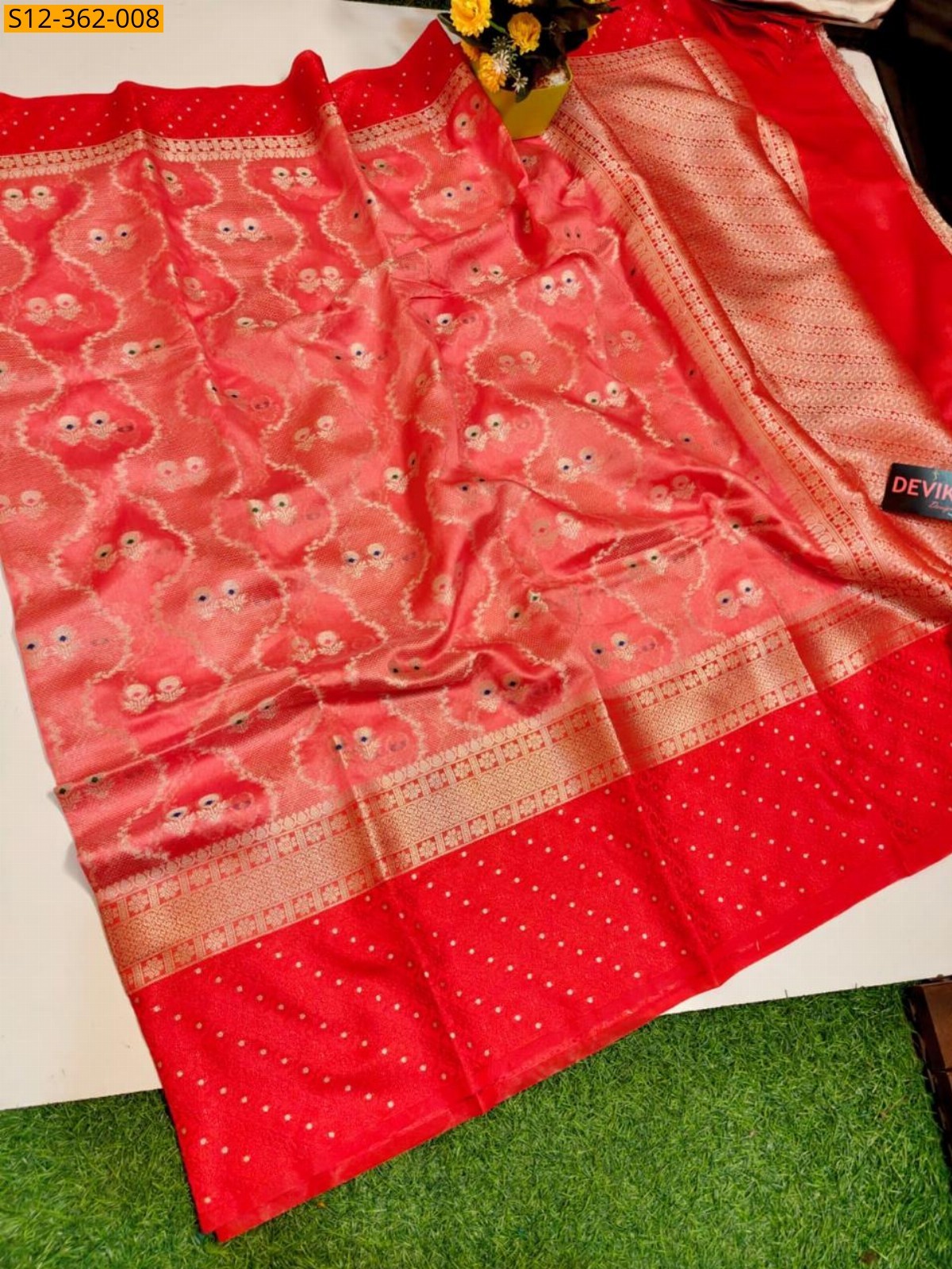 Pink Banarsi daibal kataan soft silk Saree