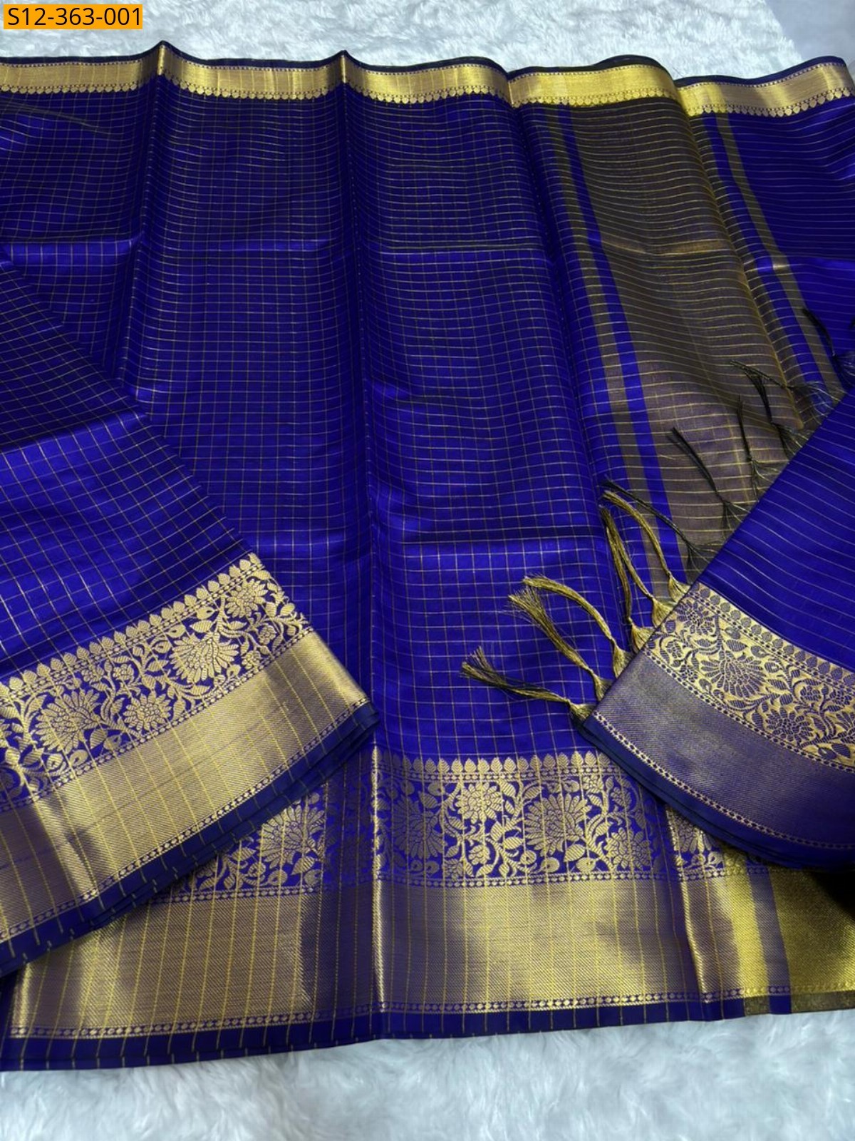Blue Fancy Banarsi semi kataan soft silk Saree