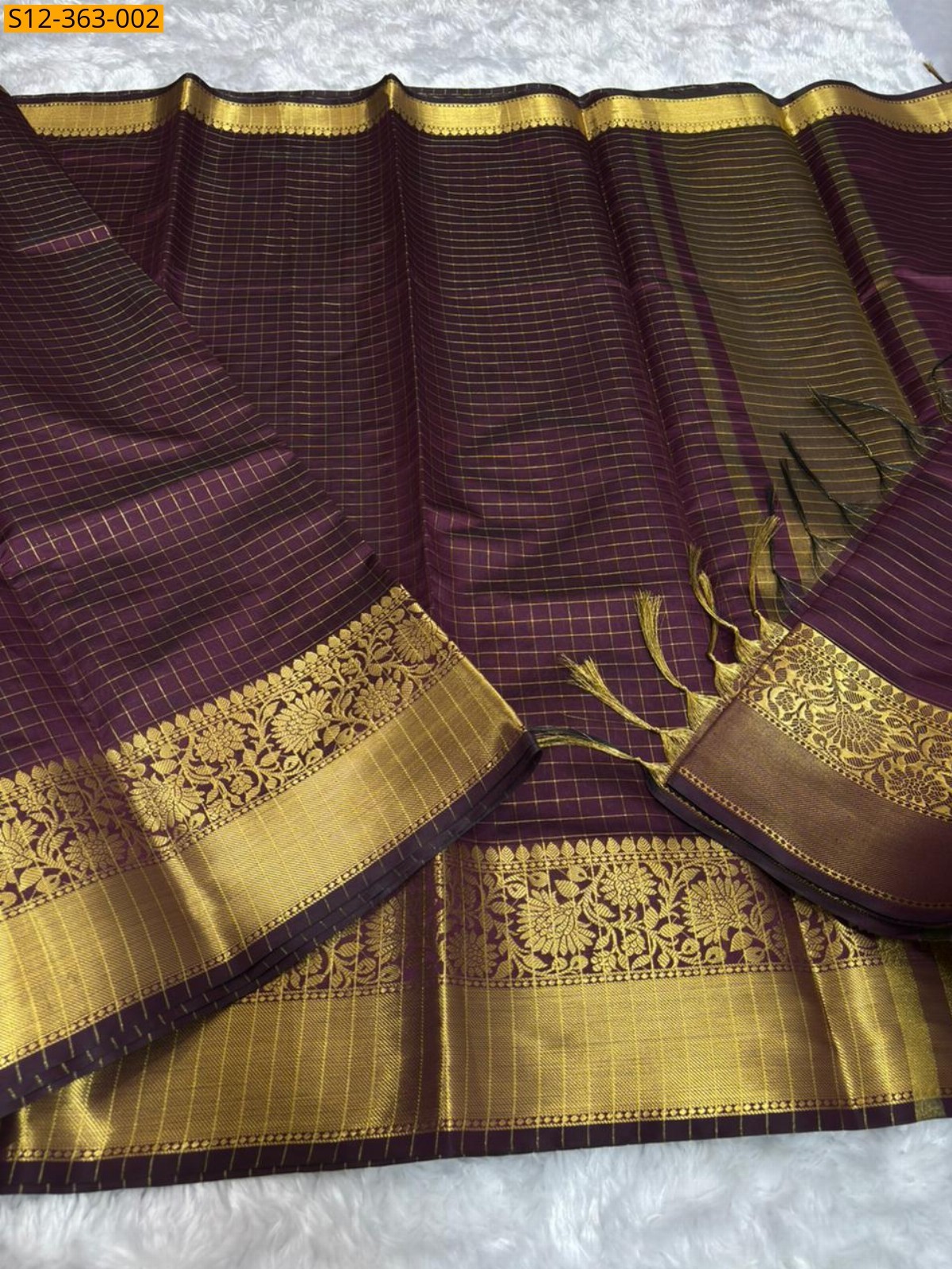 Brown Fancy Banarsi semi kataan soft silk Saree
