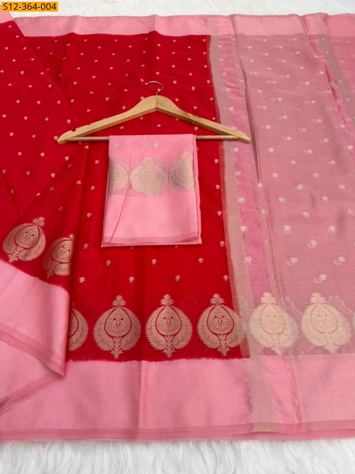 Red Banarasi daibal wam soft silk Saree