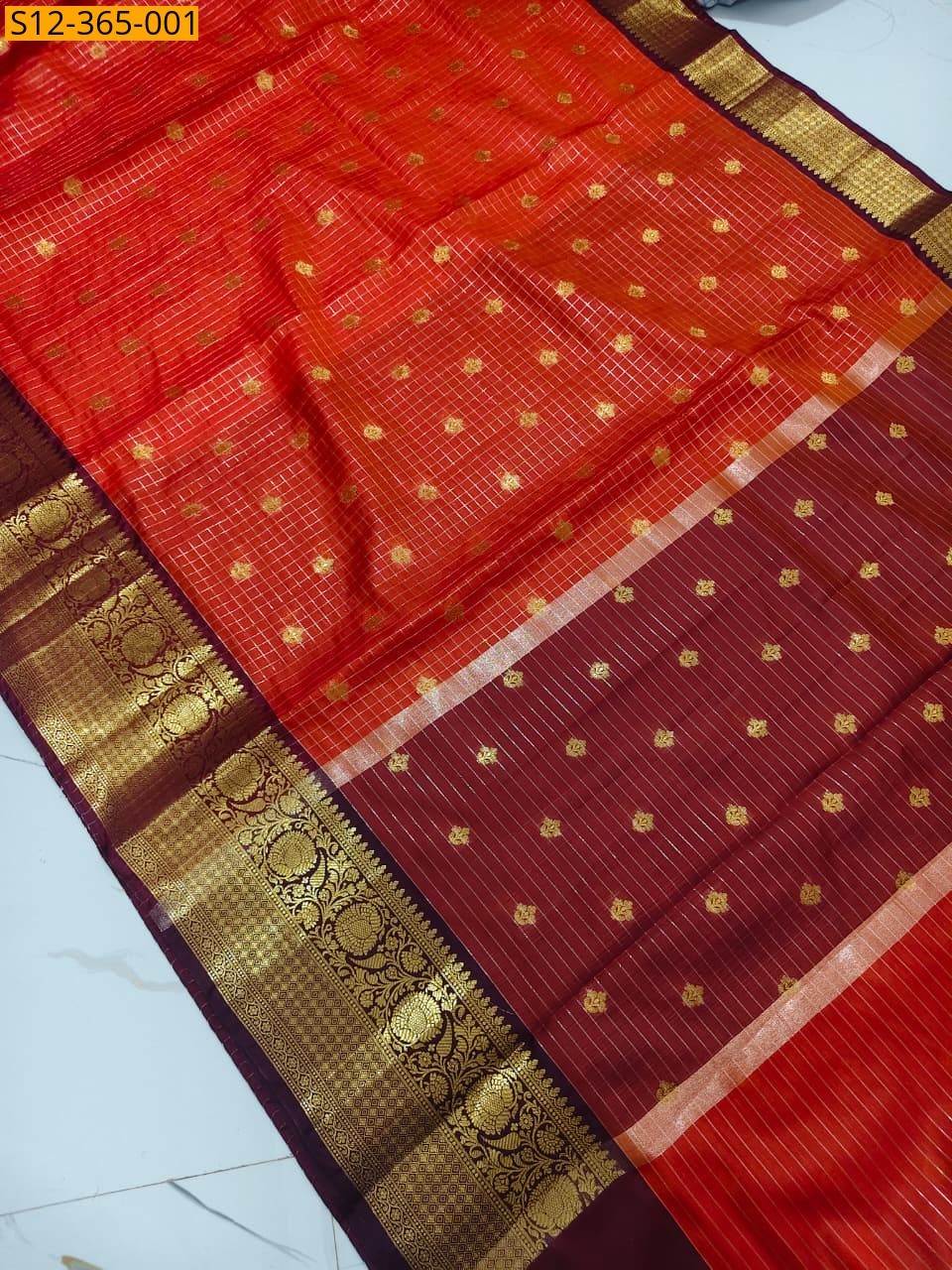 Red Banarasi semi kataan soft silk Saree