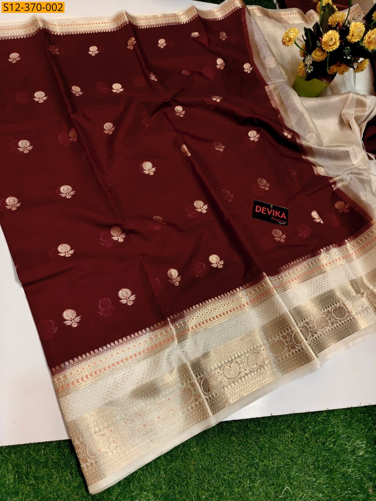 Maroon Fancy Banarsi semi georgette soft silk Saree