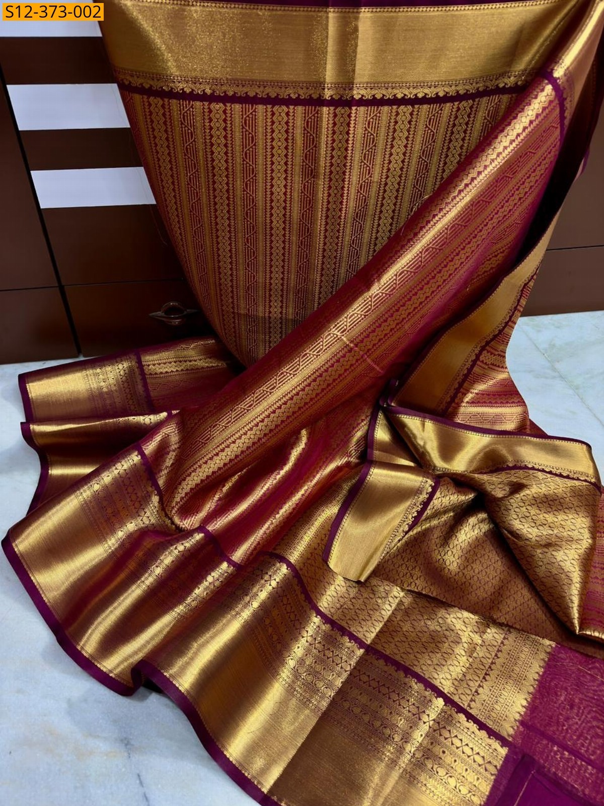 Maroon Fancy Banarsi semi kataan soft silk Saree