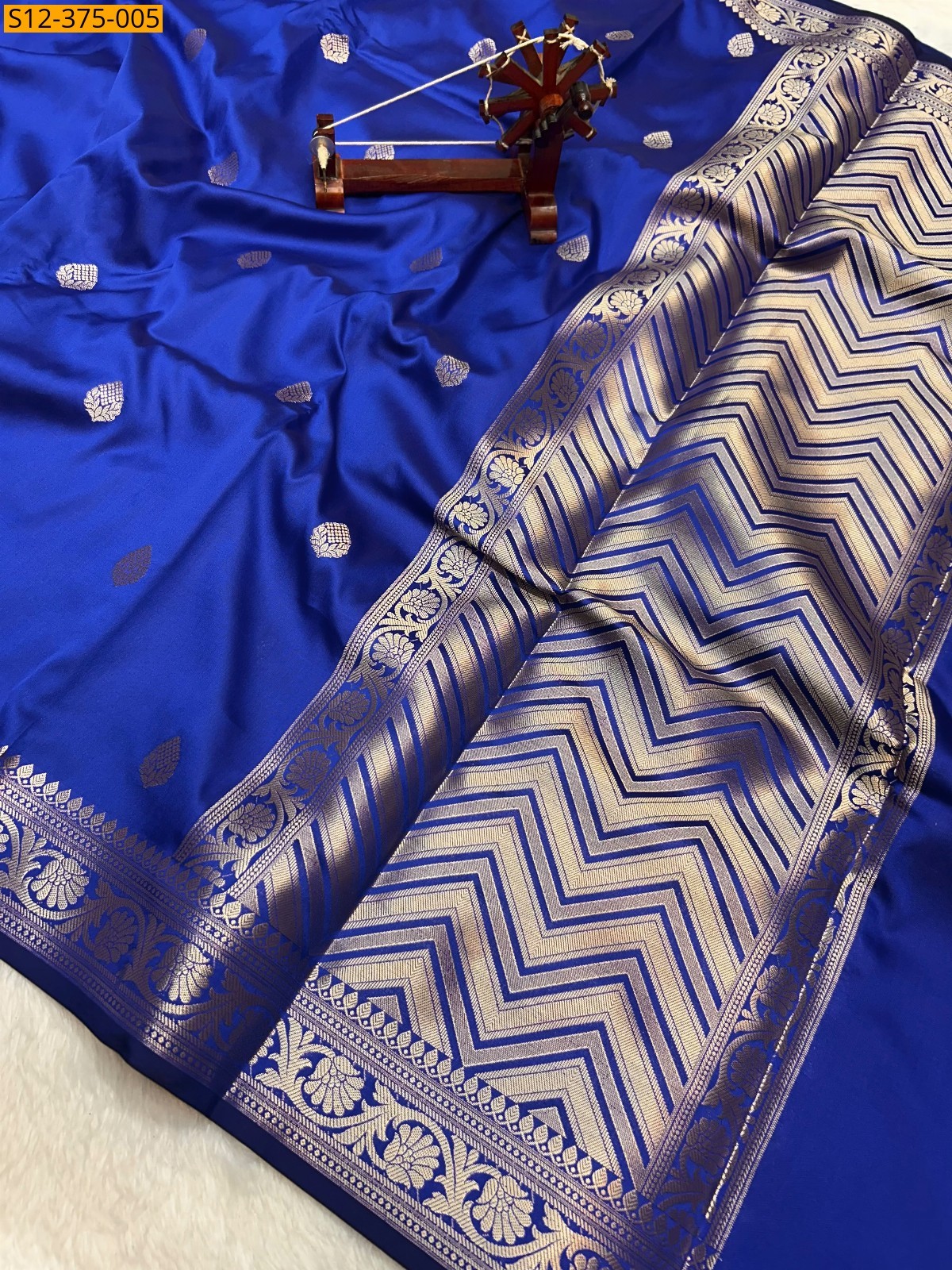 Blue Fancy Banarsi semi kataan soft silk Saree