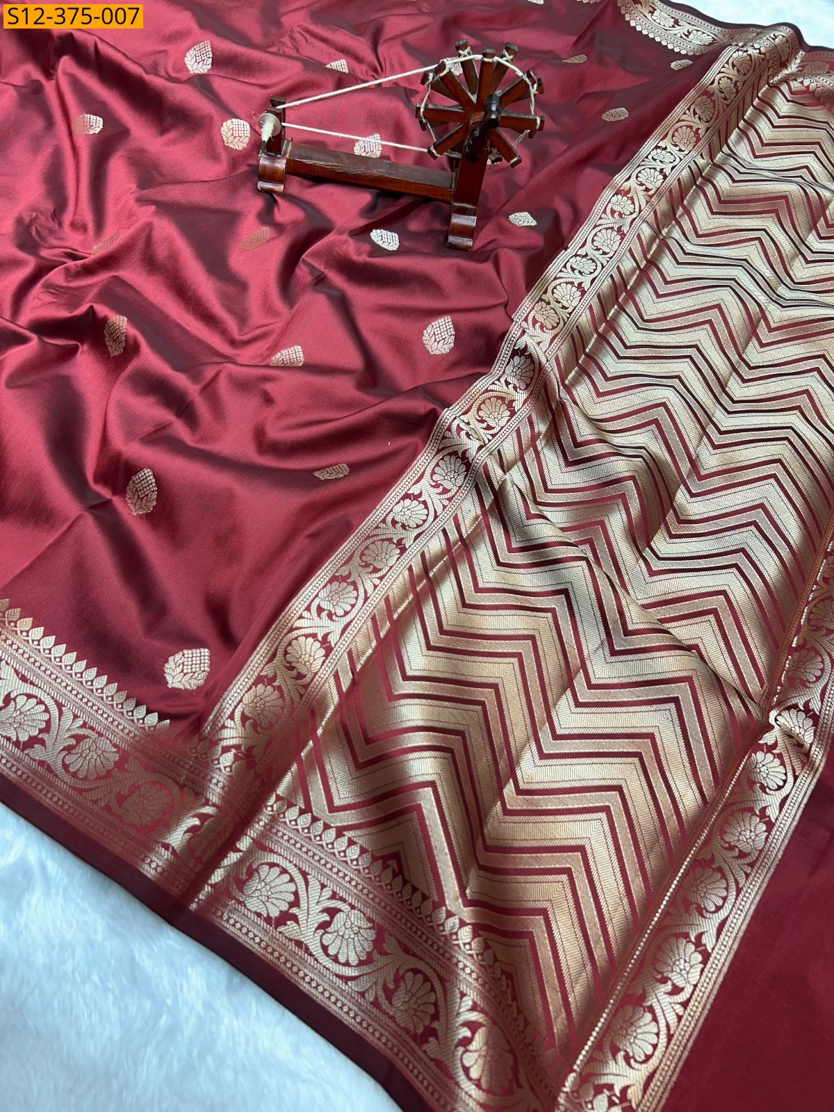 Maroon Fancy Banarsi semi kataan soft silk Saree
