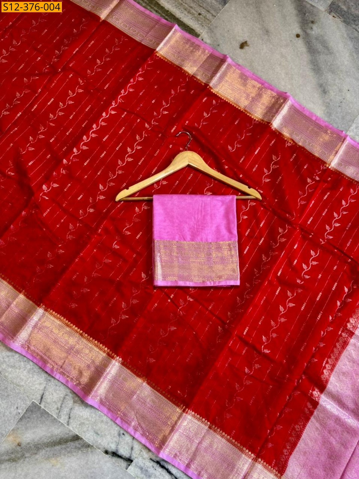 Red Fancy Banarsi daibal Semi chiniya soft silk Saree
