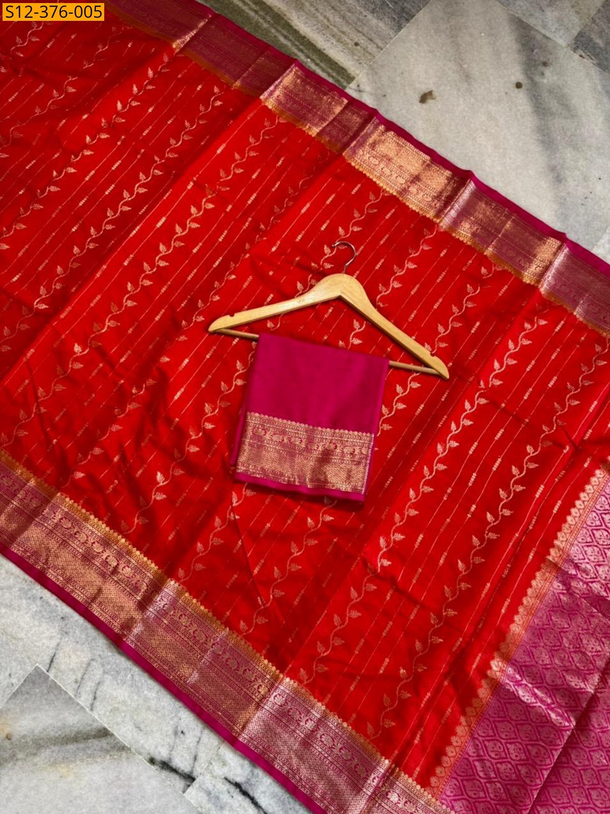 Orange Fancy Banarsi daibal Semi chiniya soft silk Saree