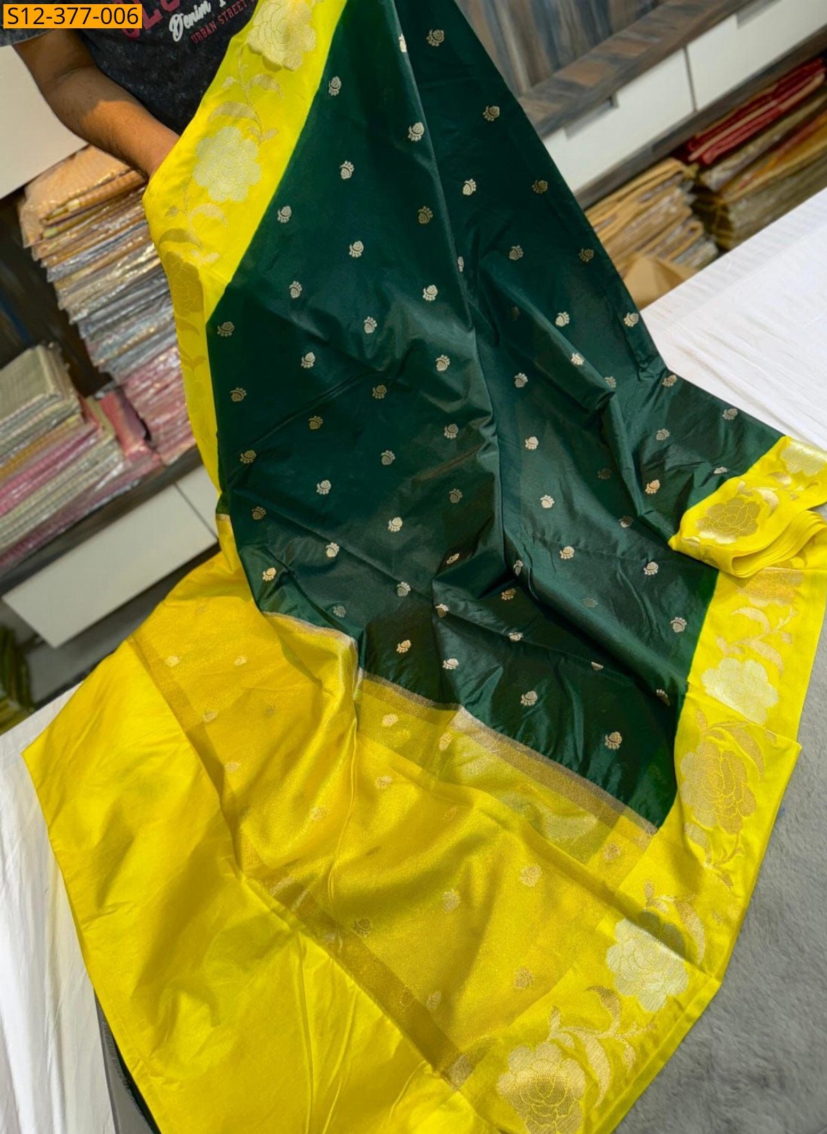 Green Fancy Banarsi daibal wam soft silk Saree