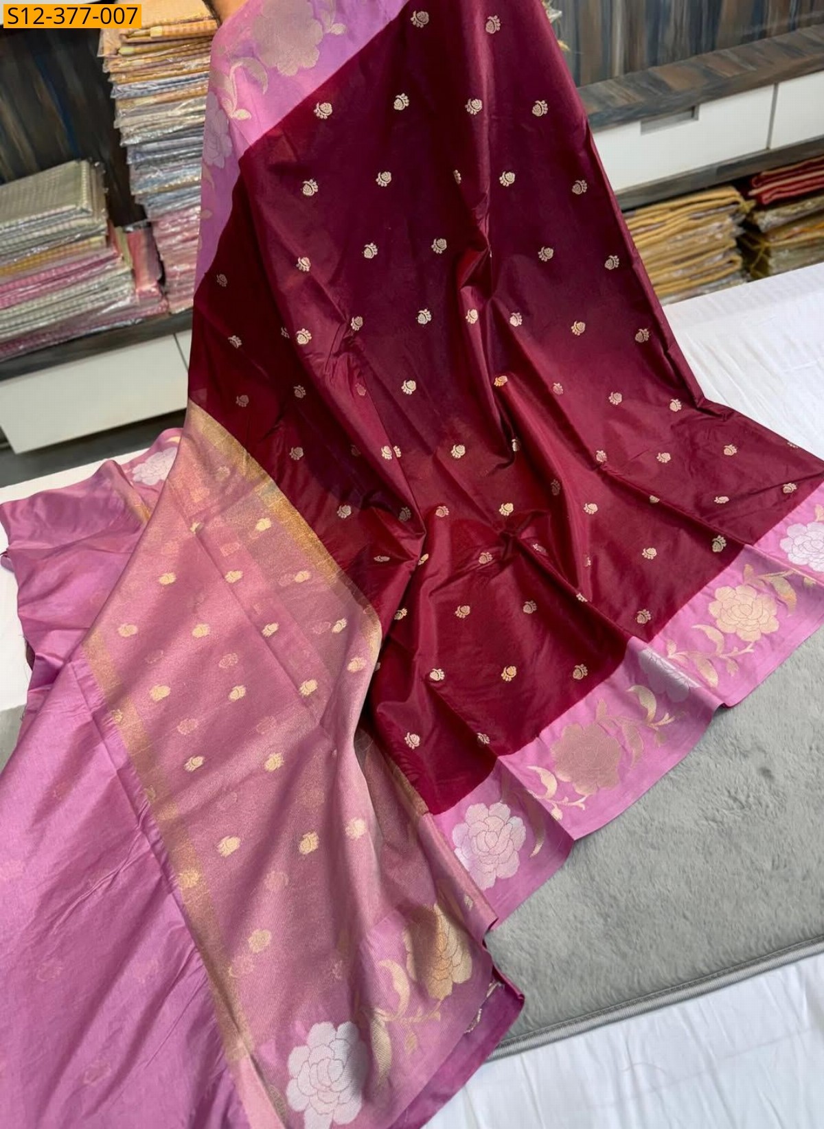 Maroon Fancy Banarsi daibal wam soft silk Saree