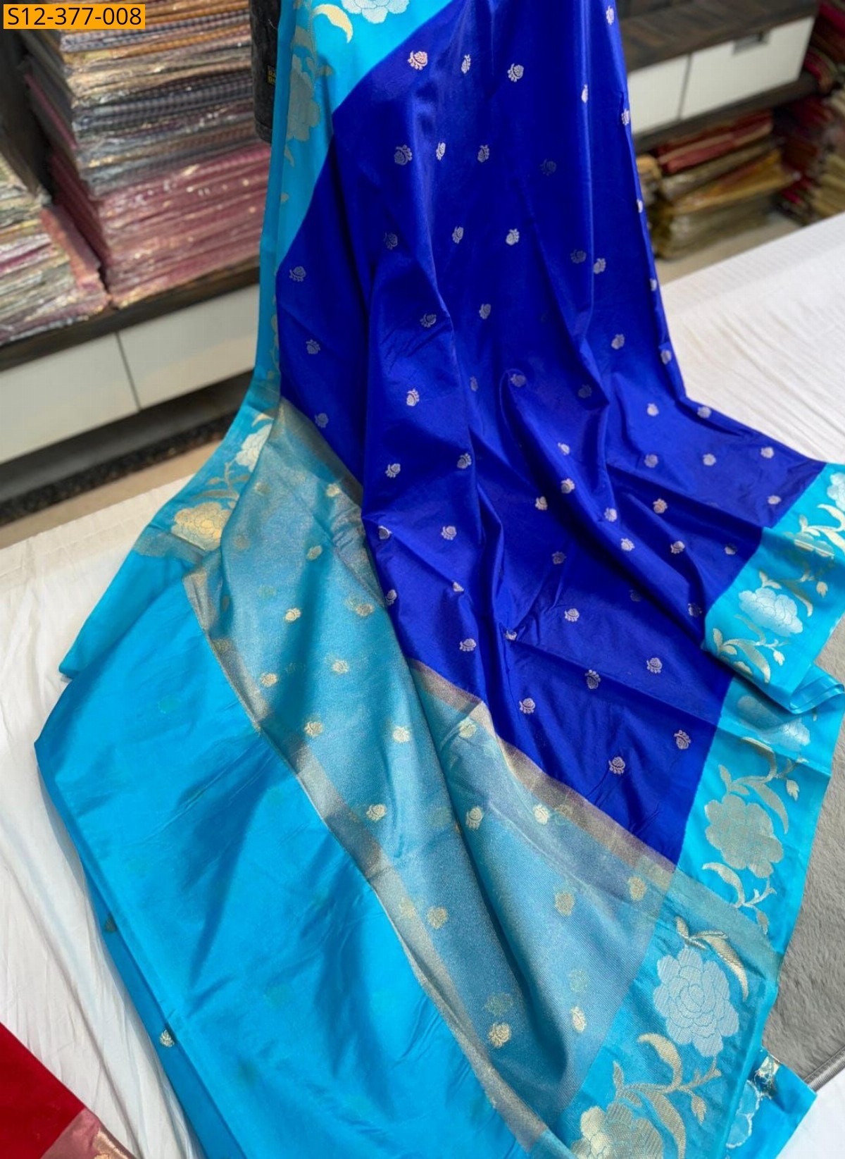 Blue Fancy Banarsi daibal wam soft silk Saree