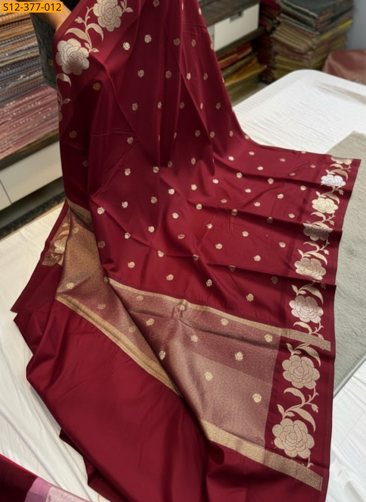 Red Fancy Banarsi daibal wam soft silk Saree
