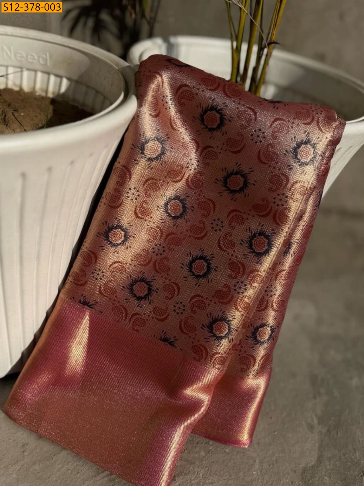 Light Pink Fancy Banarsi tissue printed soft silk Saree