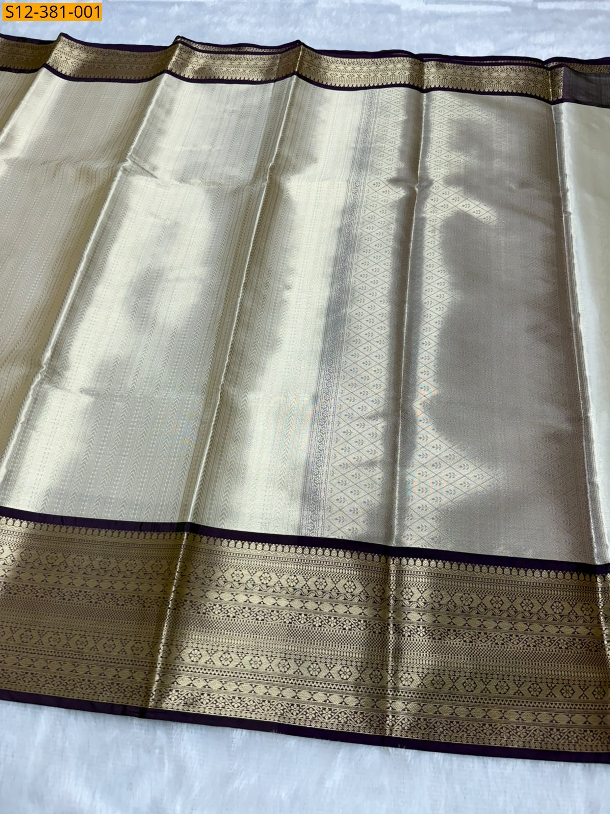 Silver Fancy Banarasi semi kataan soft silk Saree