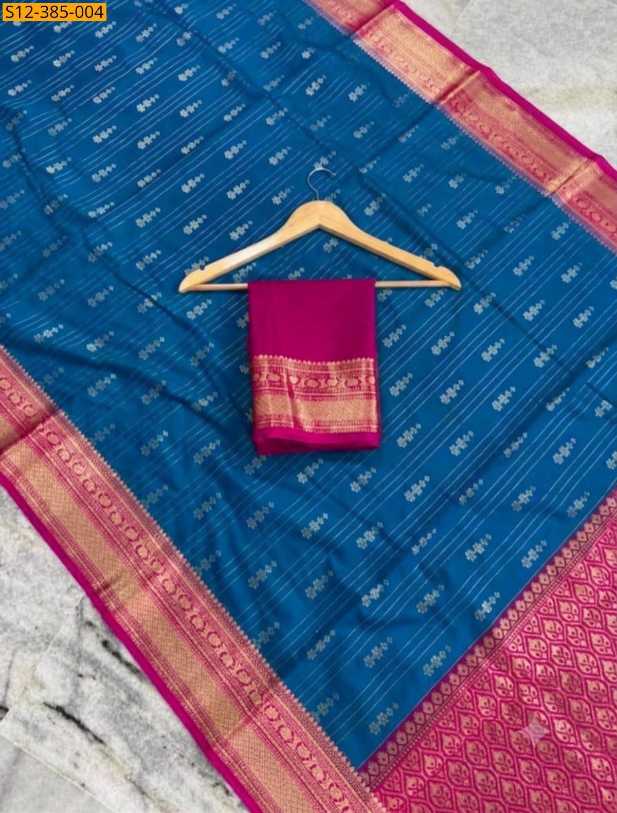 Blue Fancy Banarsi daibal semi chiniya soft silk Saree