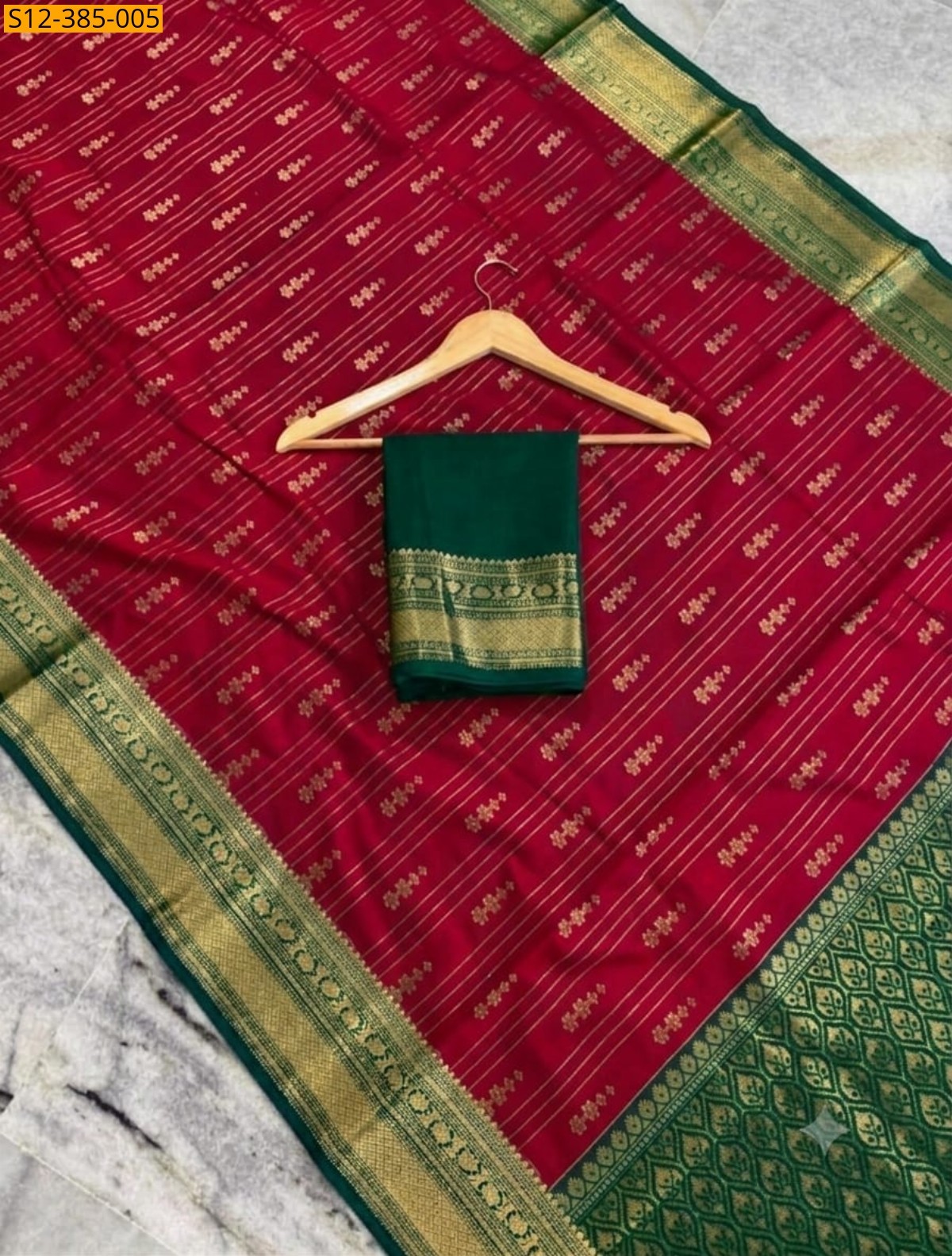 Red Fancy Banarsi daibal semi chiniya soft silk Saree