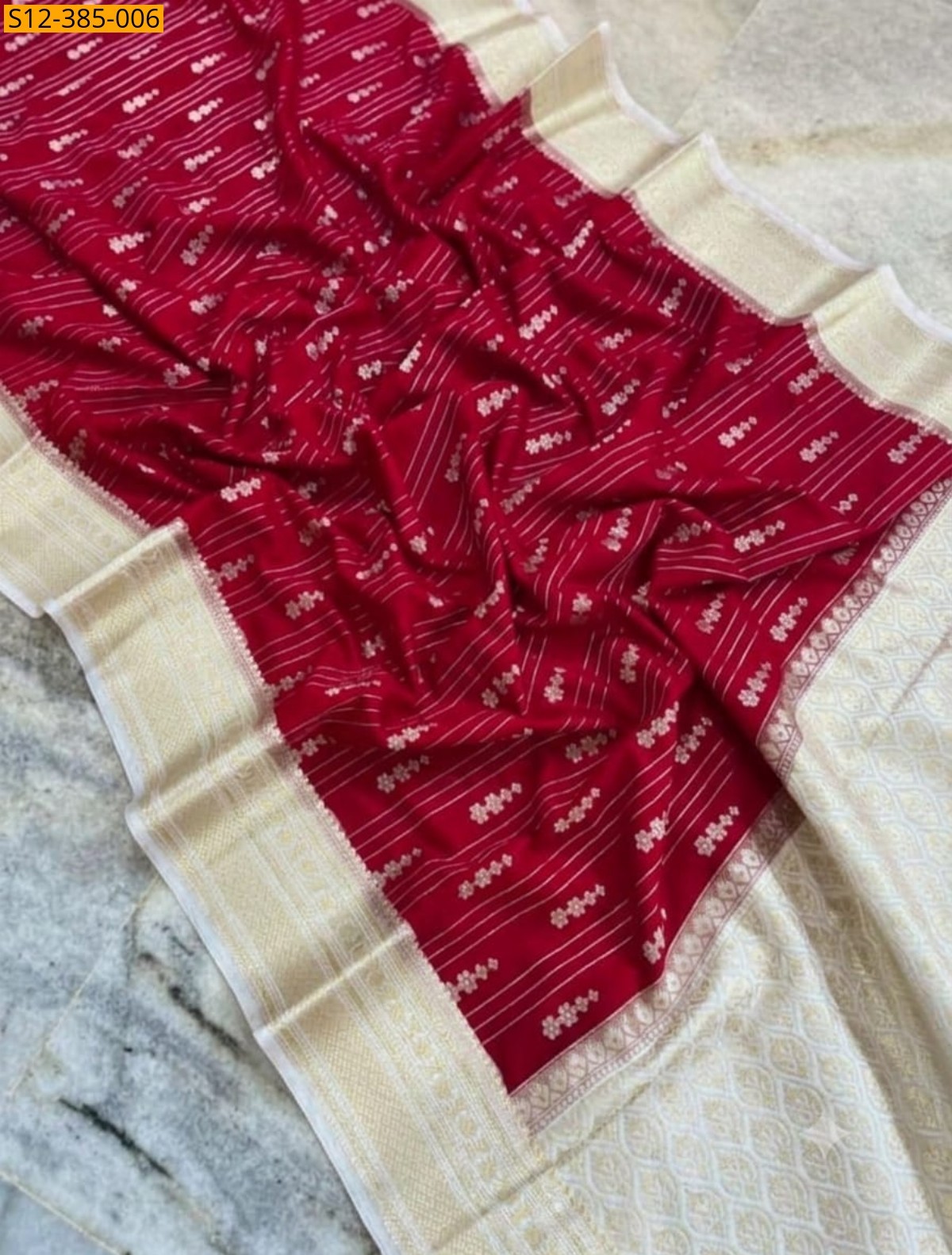 Maroon Fancy Banarsi daibal semi chiniya soft silk Saree