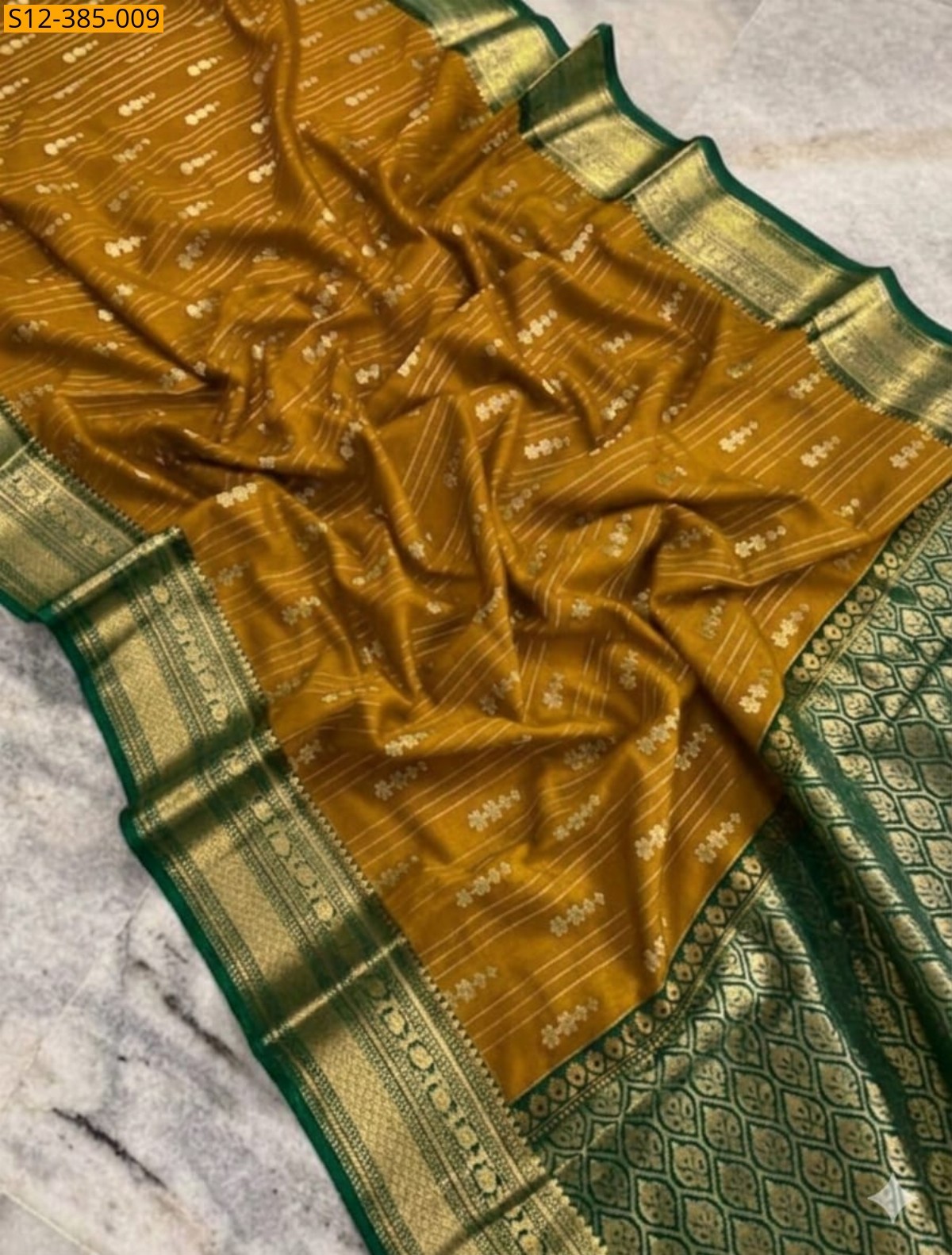Brown Fancy Banarsi daibal semi chiniya soft silk Saree