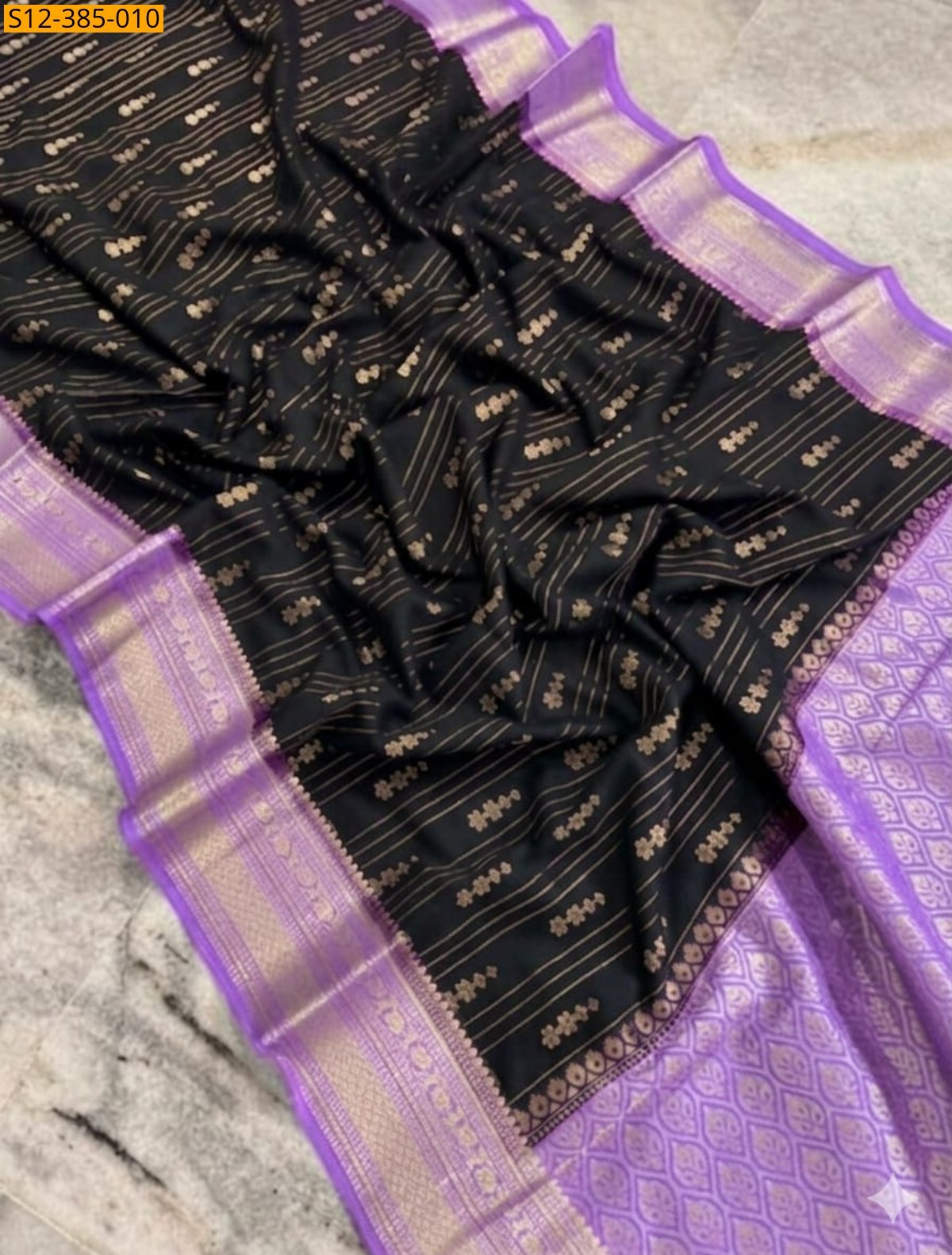 Black Fancy Banarsi daibal semi chiniya soft silk Saree