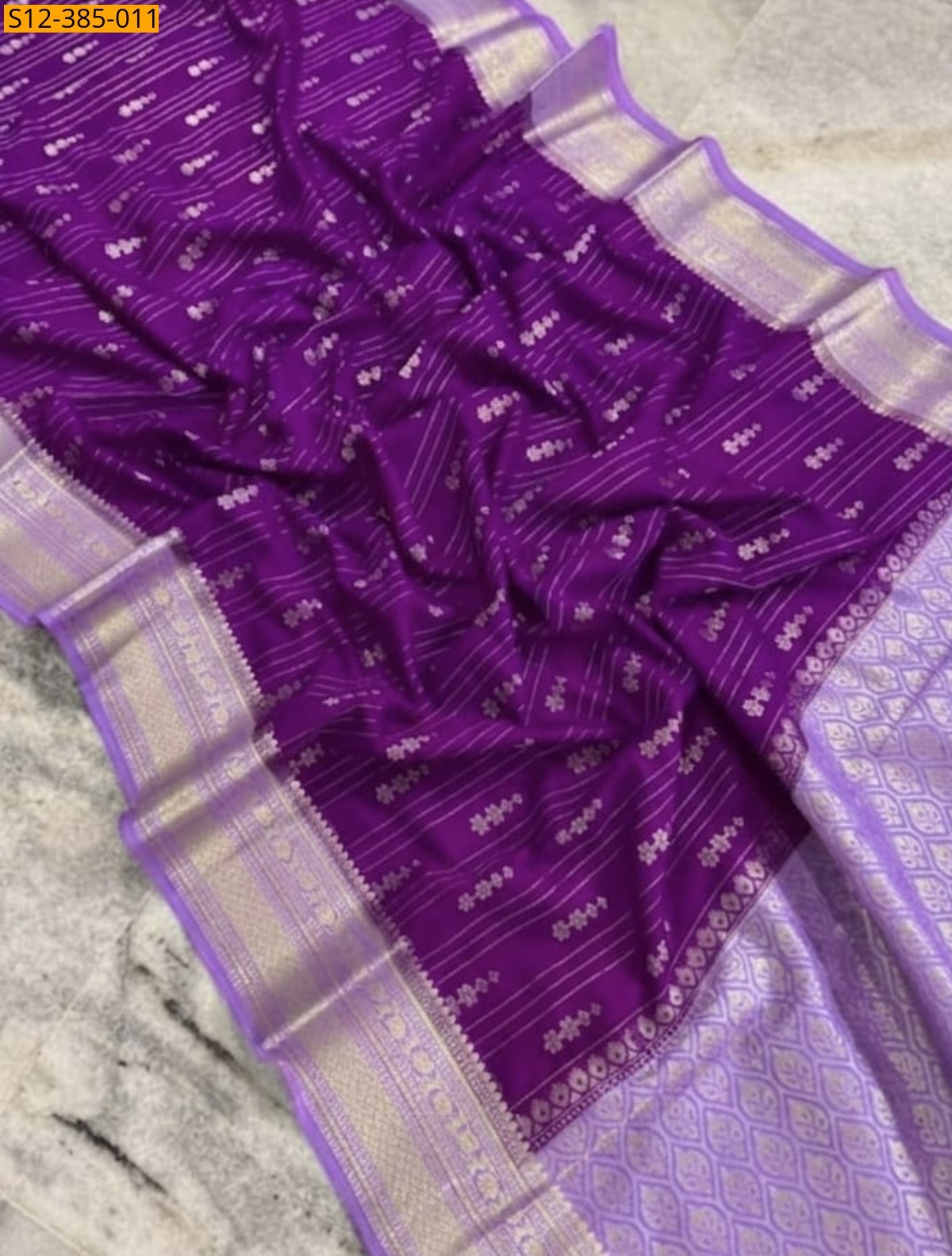 Violet Fancy Banarsi daibal semi chiniya soft silk Saree