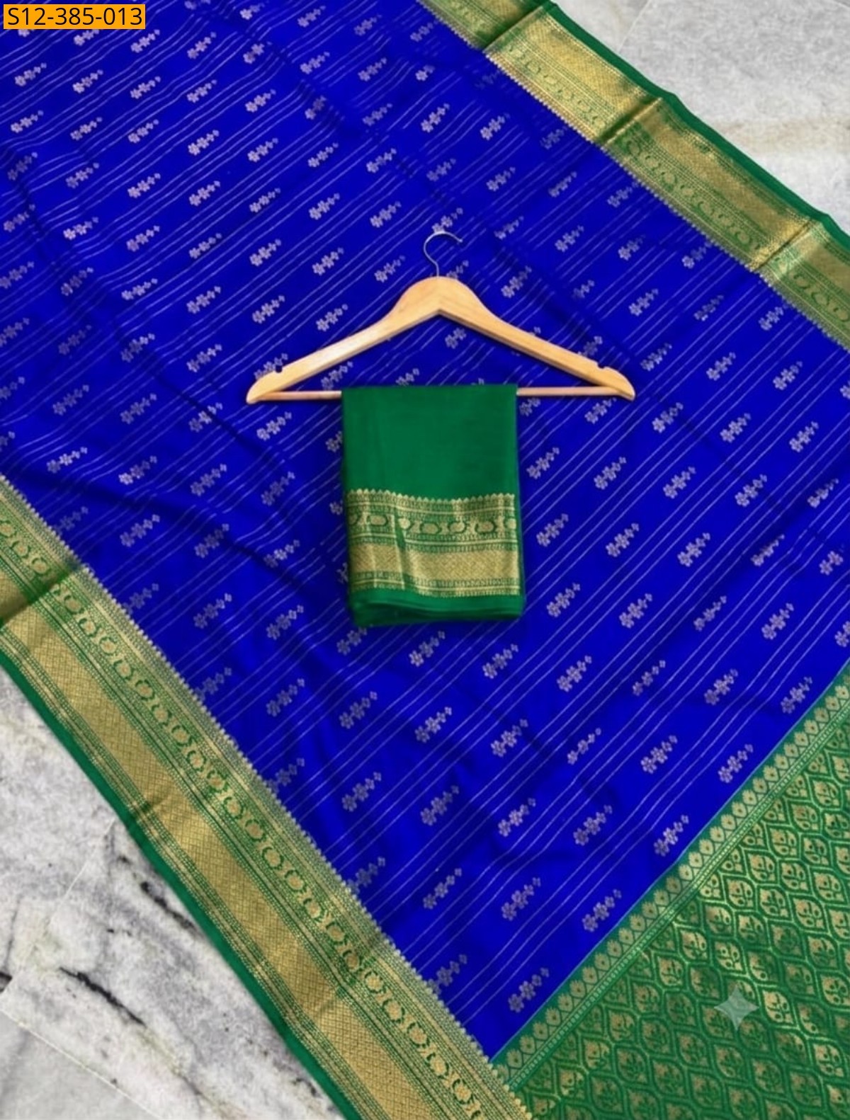 Blue Fancy Banarsi daibal semi chiniya soft silk Saree