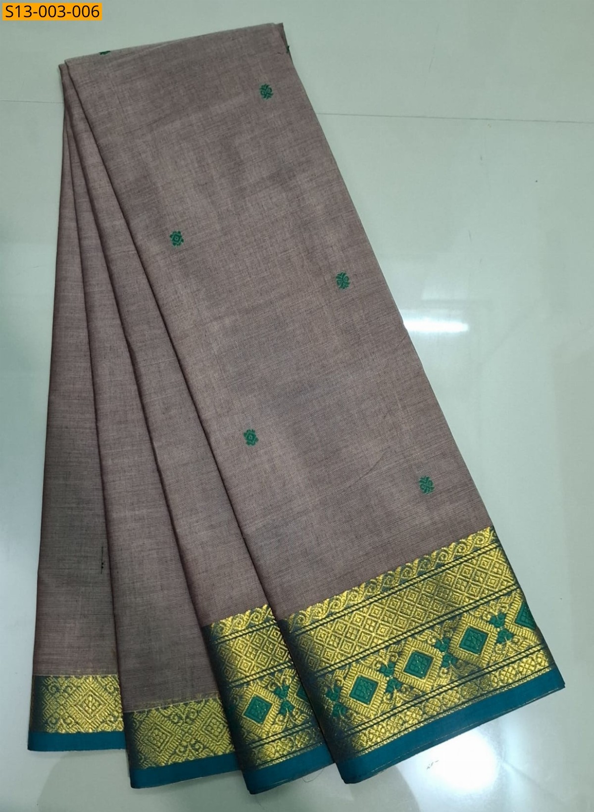 Beige Fancy Kanchi Cotton Saree