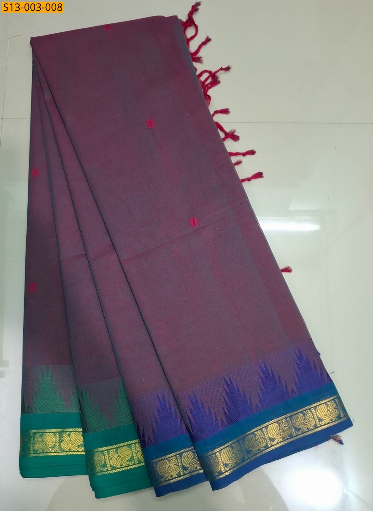 Wine Fancy Kanchi Cotton Saree