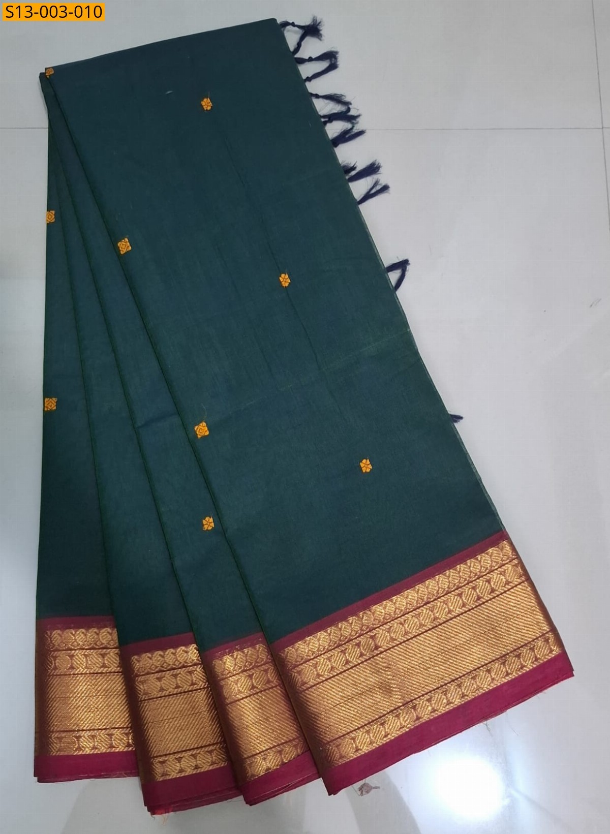 Dark Green Fancy Kanchi Cotton Saree