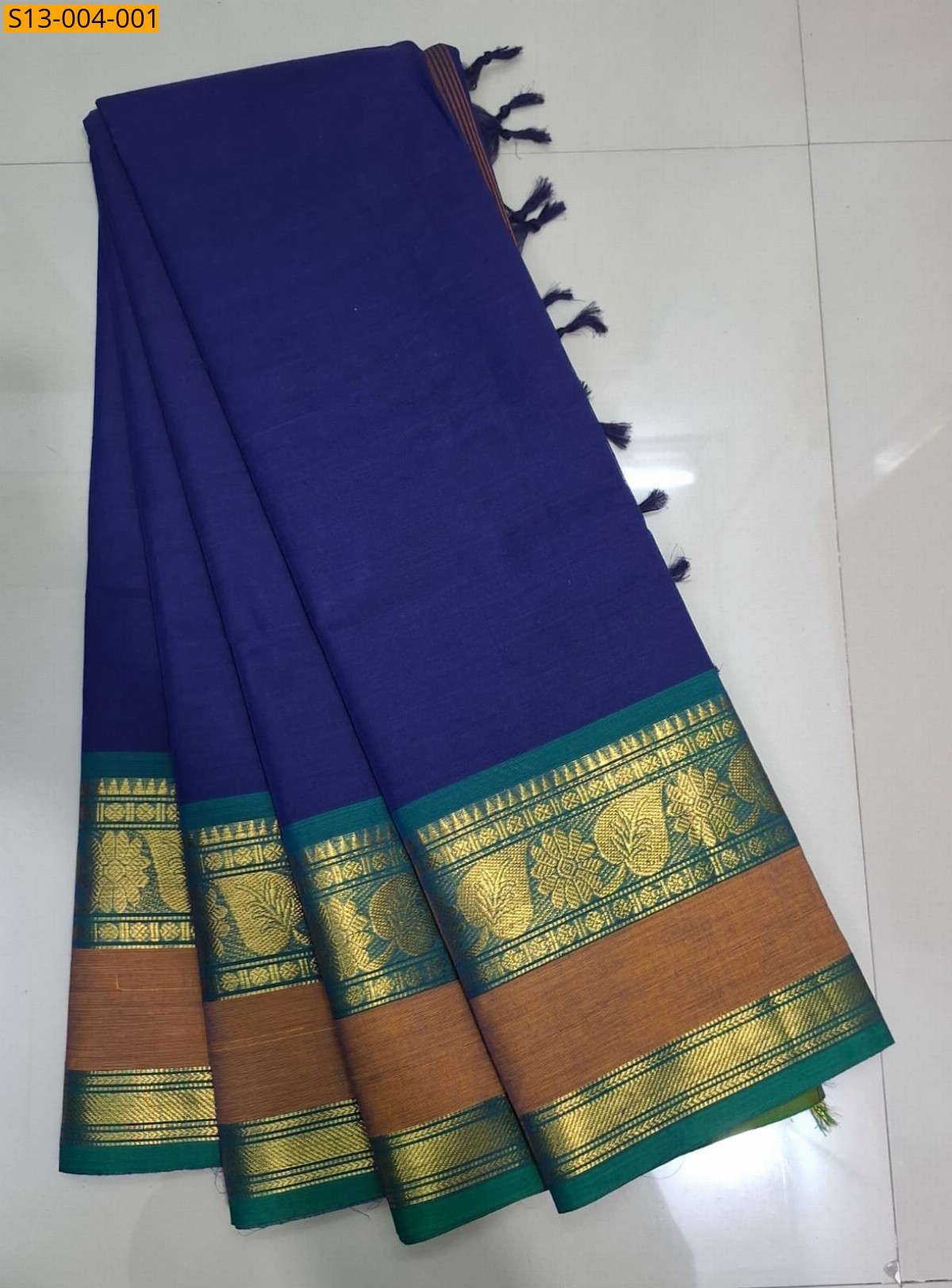 Blue Fancy Chettinad Cotton Saree