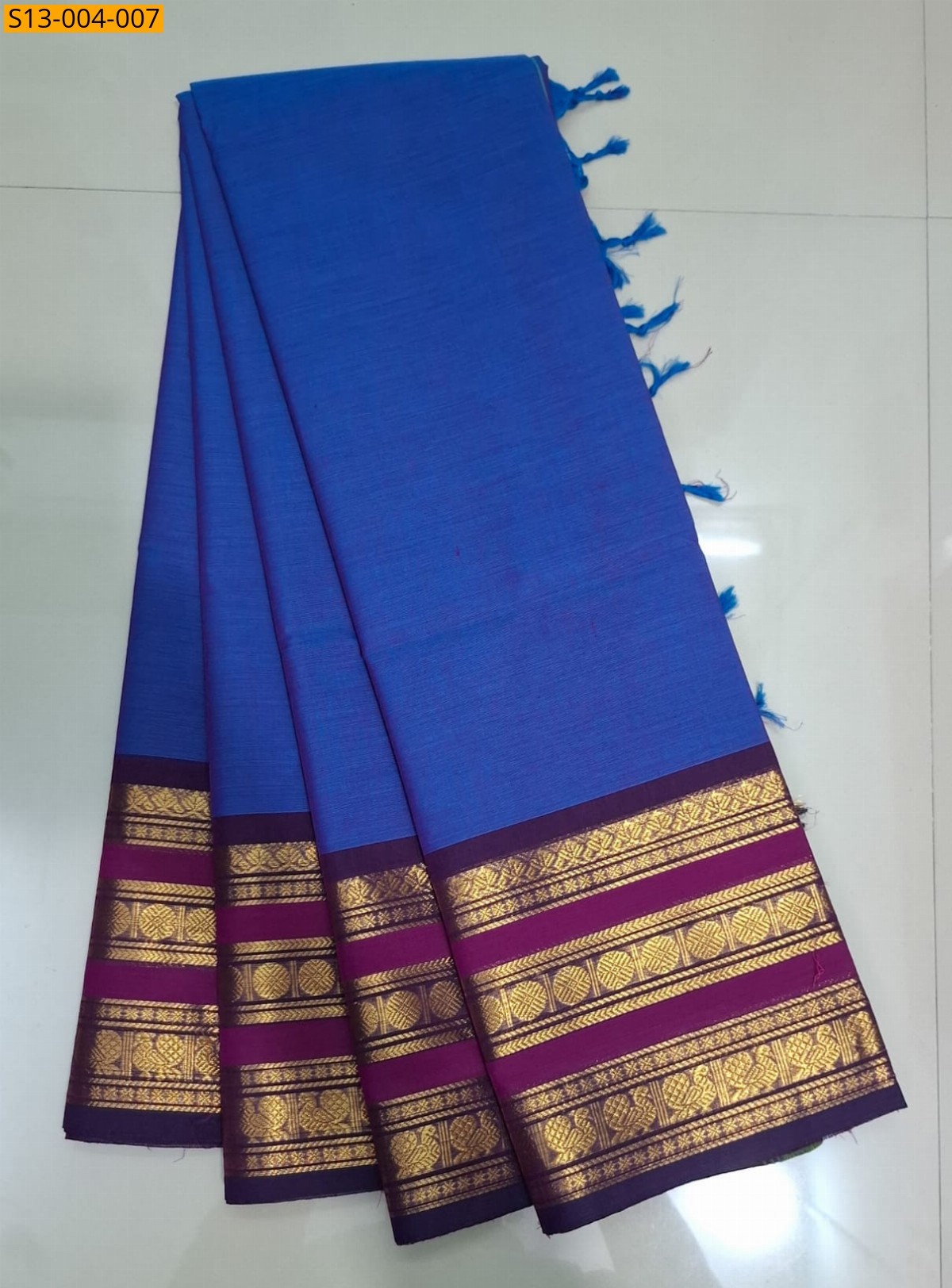 Blue Fancy Chettinad Cotton Saree