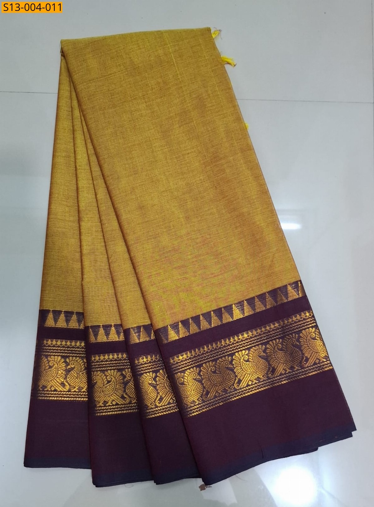 Mustard Fancy Chettinad Cotton Saree