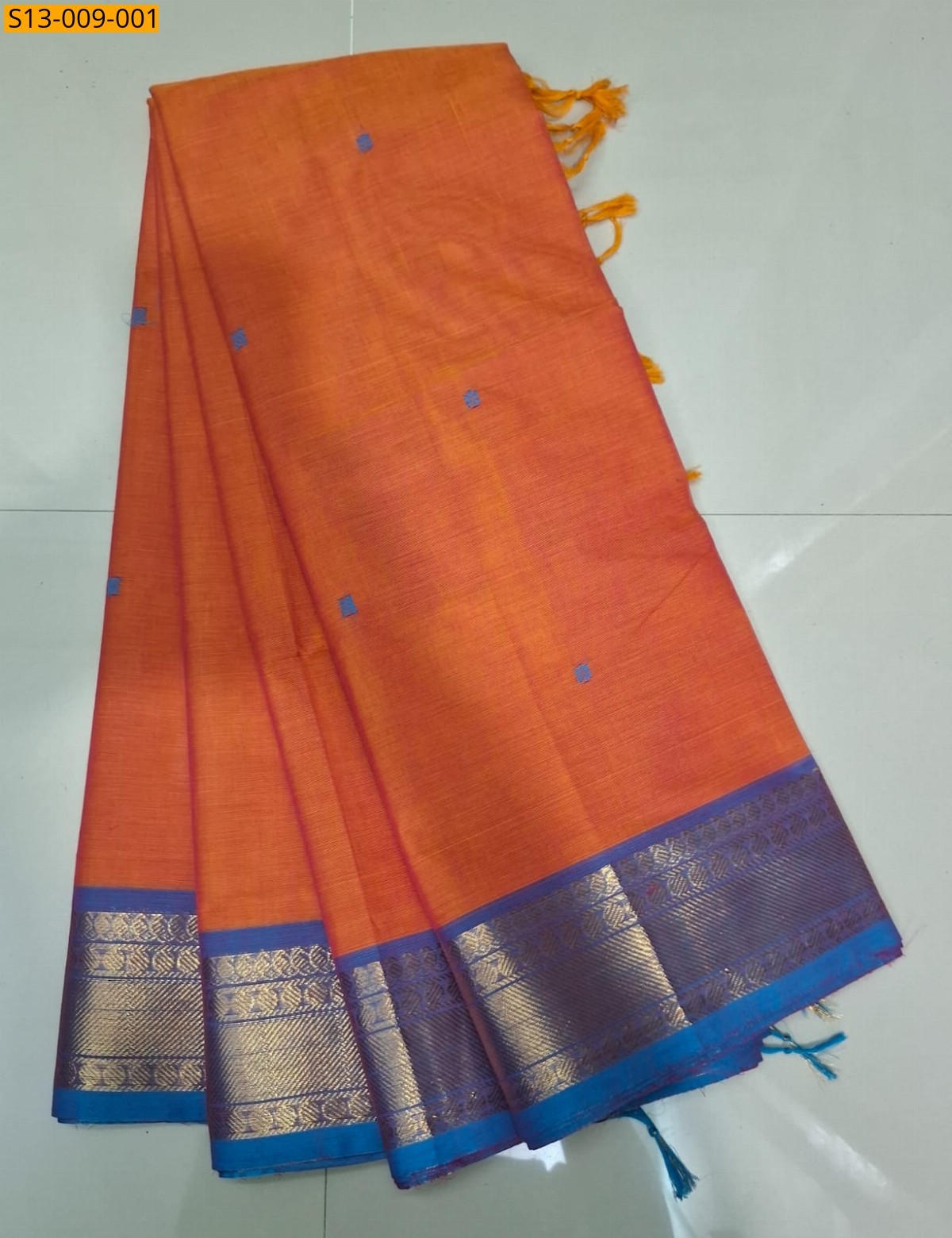 Orange Fancy Kanchi Cotton sarees