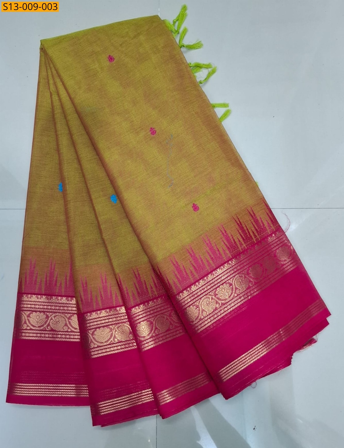 Mustard Fancy Kanchi Cotton sarees