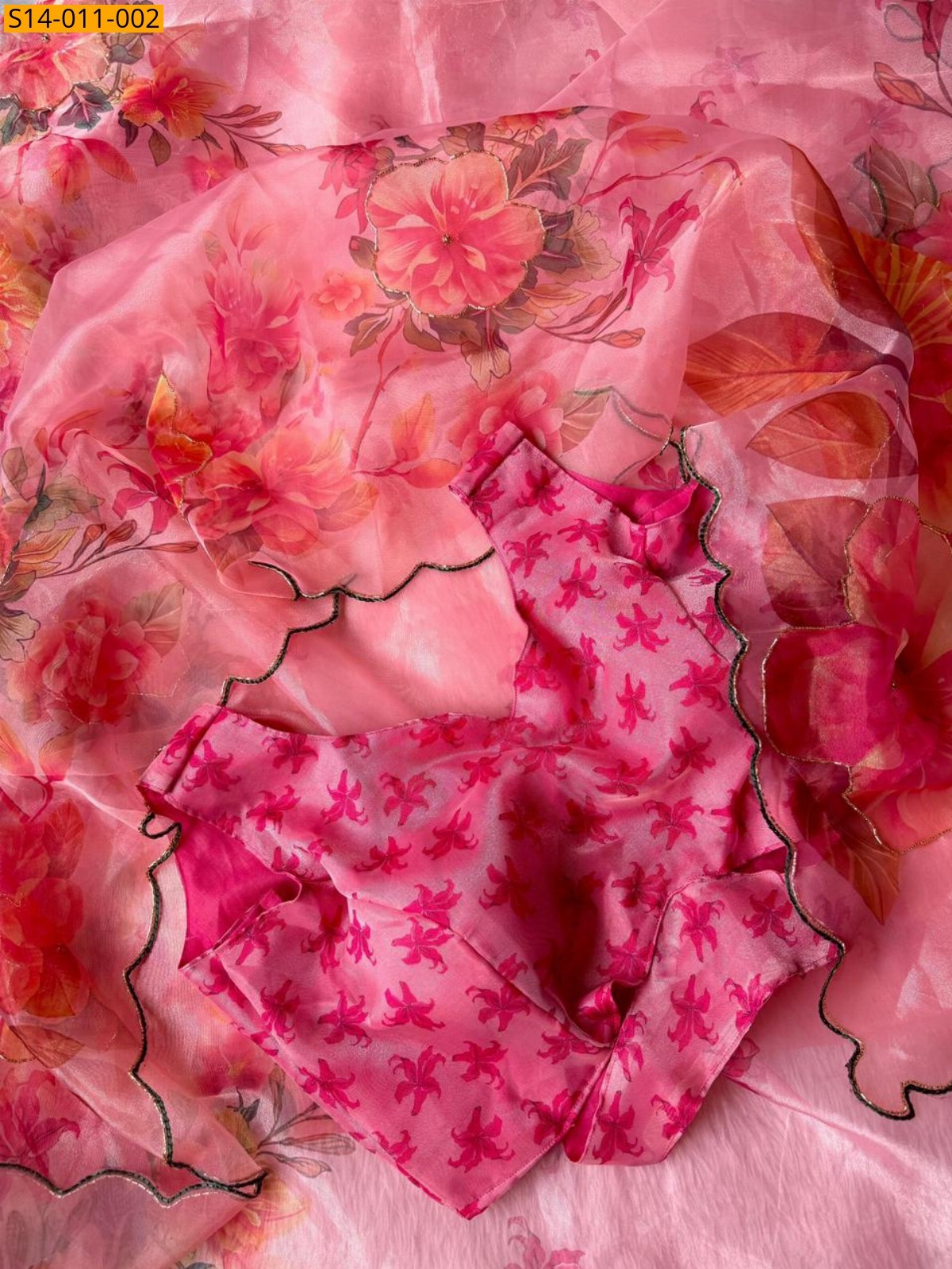 Pink Fancy Organza Saree