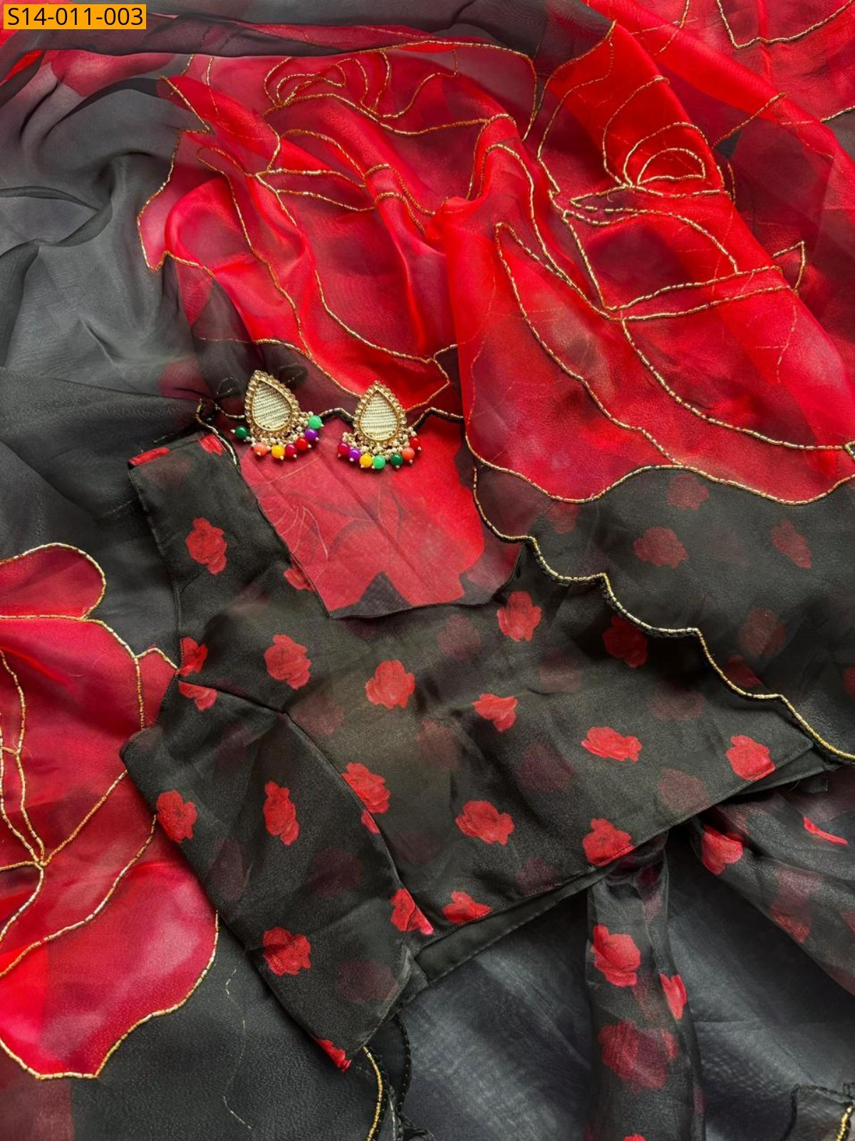 Black Fancy Organza Saree