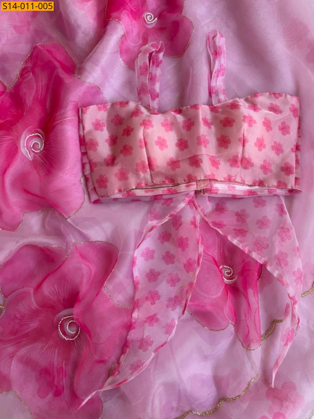 Pink Fancy Organza Saree