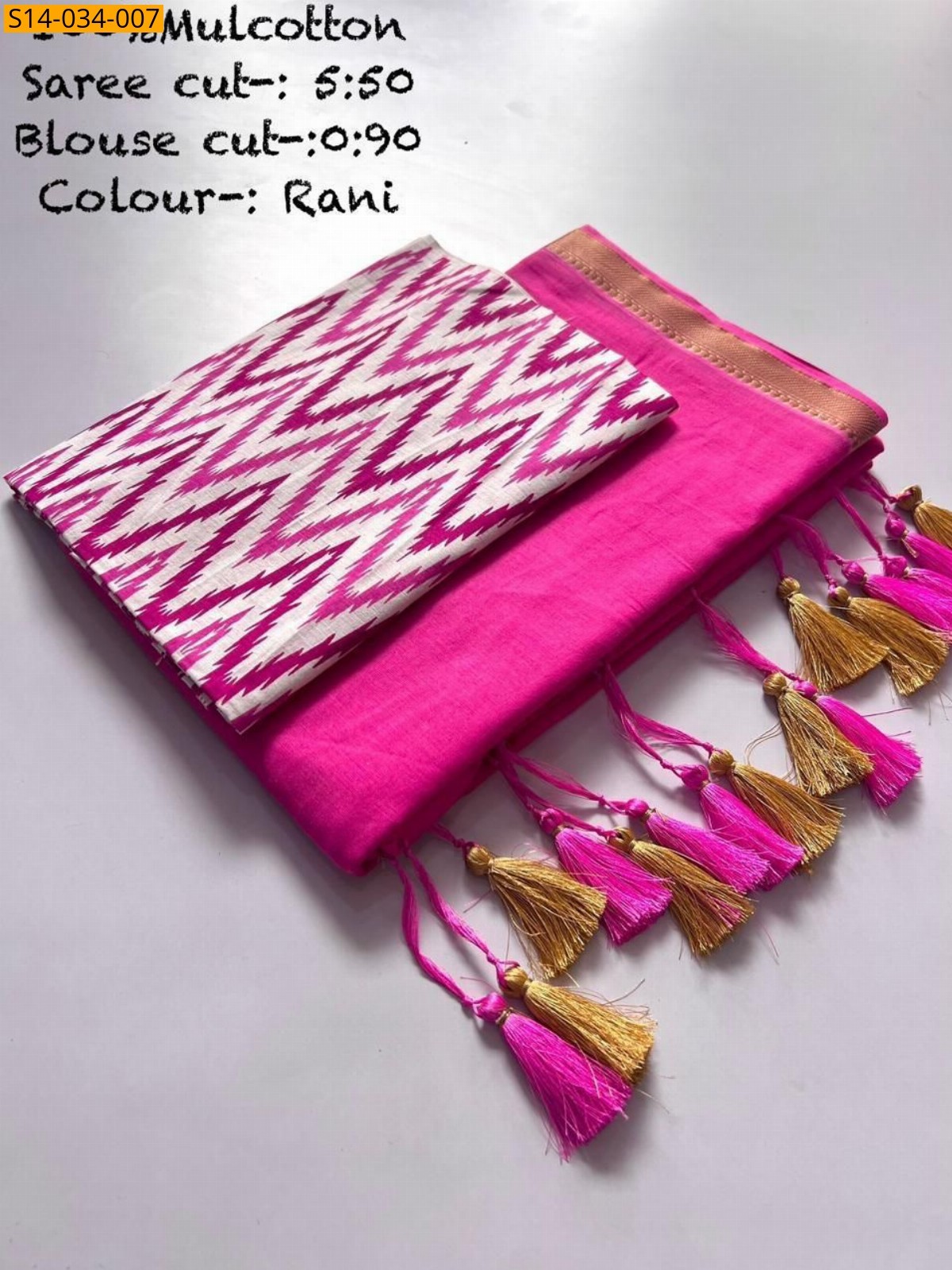 Pink Mul cotton saree