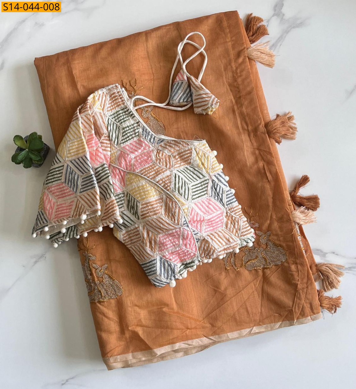 Brown Premium chanderi deer saree