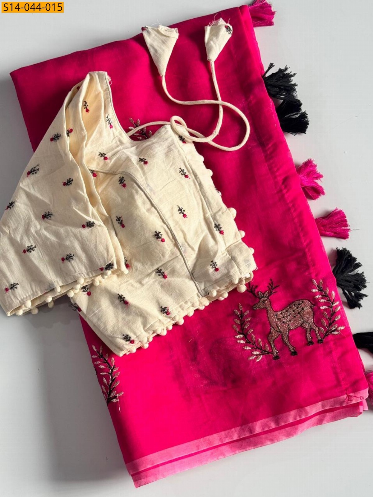 Pink Premium chanderi deer saree