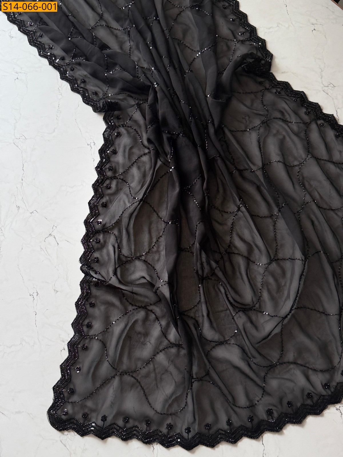 Black Fancy Georgette Saree