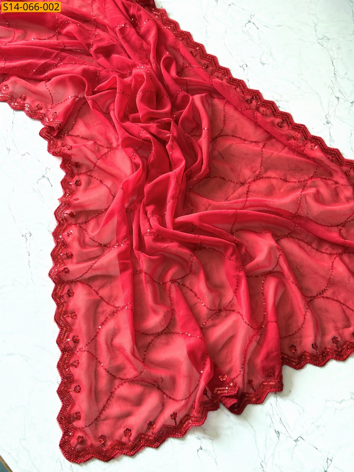 Red Fancy Georgette Saree
